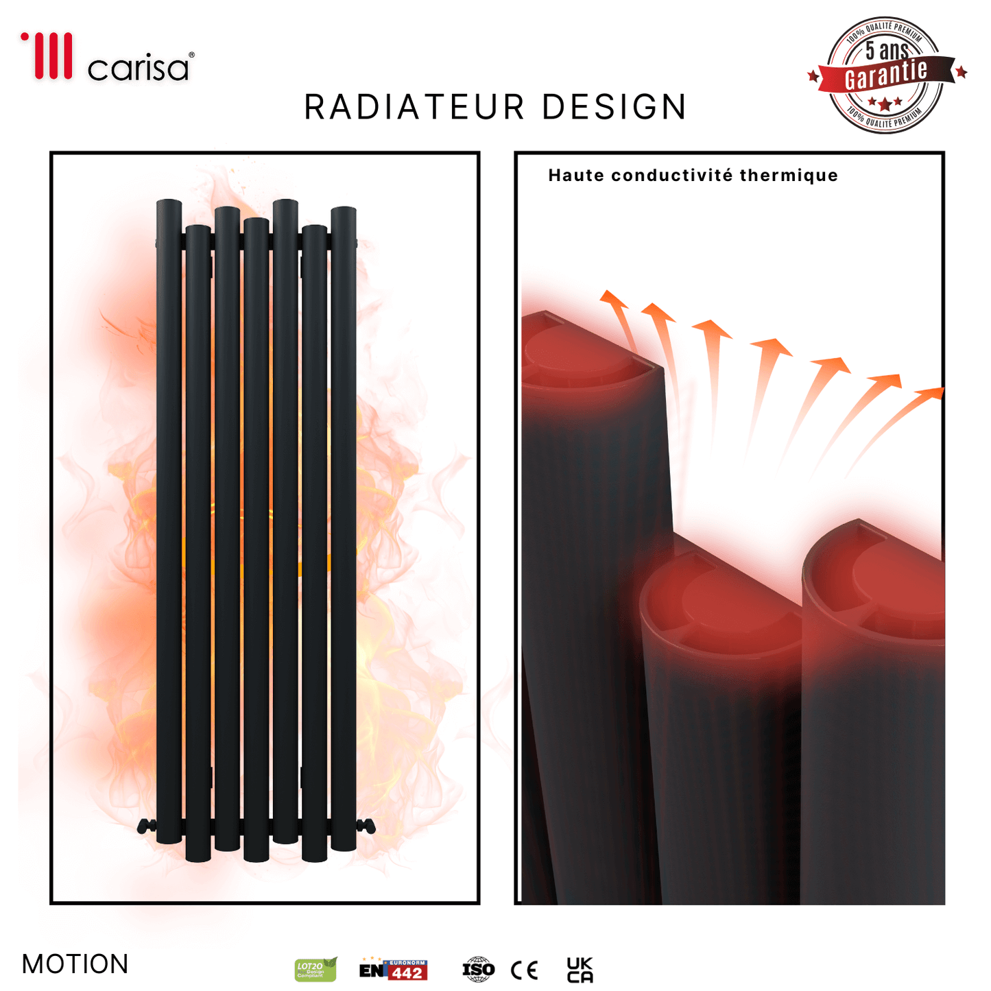 Carisa Motion Vertikaler Aluminium-Heizkörper, modernes Design, Anthrazit