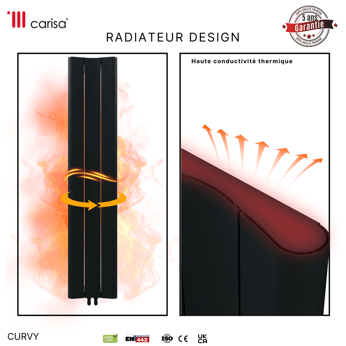 Carisa Curvy Vertikaler Aluminiumheizkörper Modernes Design Anthrazit