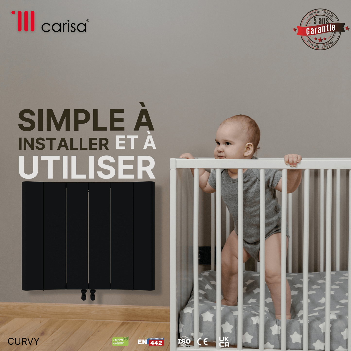 Carisa Curvy Horizontaler Aluminium-Heizkörper, modernes Design, Anthrazit