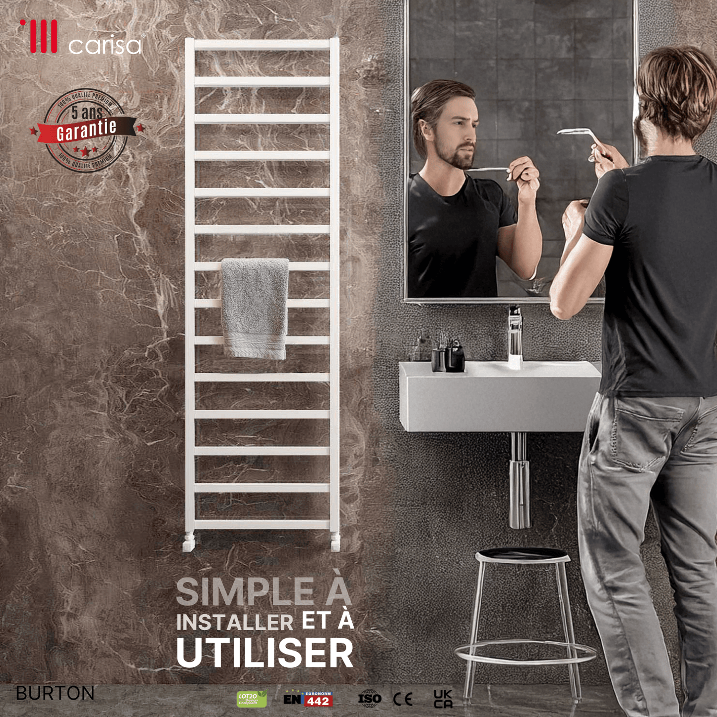 Carisa Burton Handtuchwärmer aus Aluminium, modernes Design, Weiß