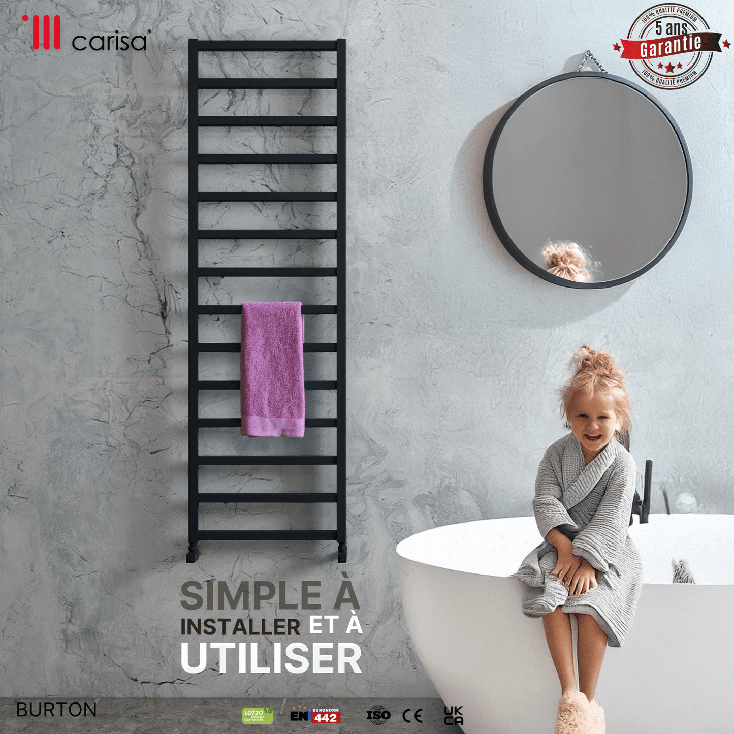 Carisa Burton Handtuchwärmer aus Aluminium, modernes Design, Anthrazit