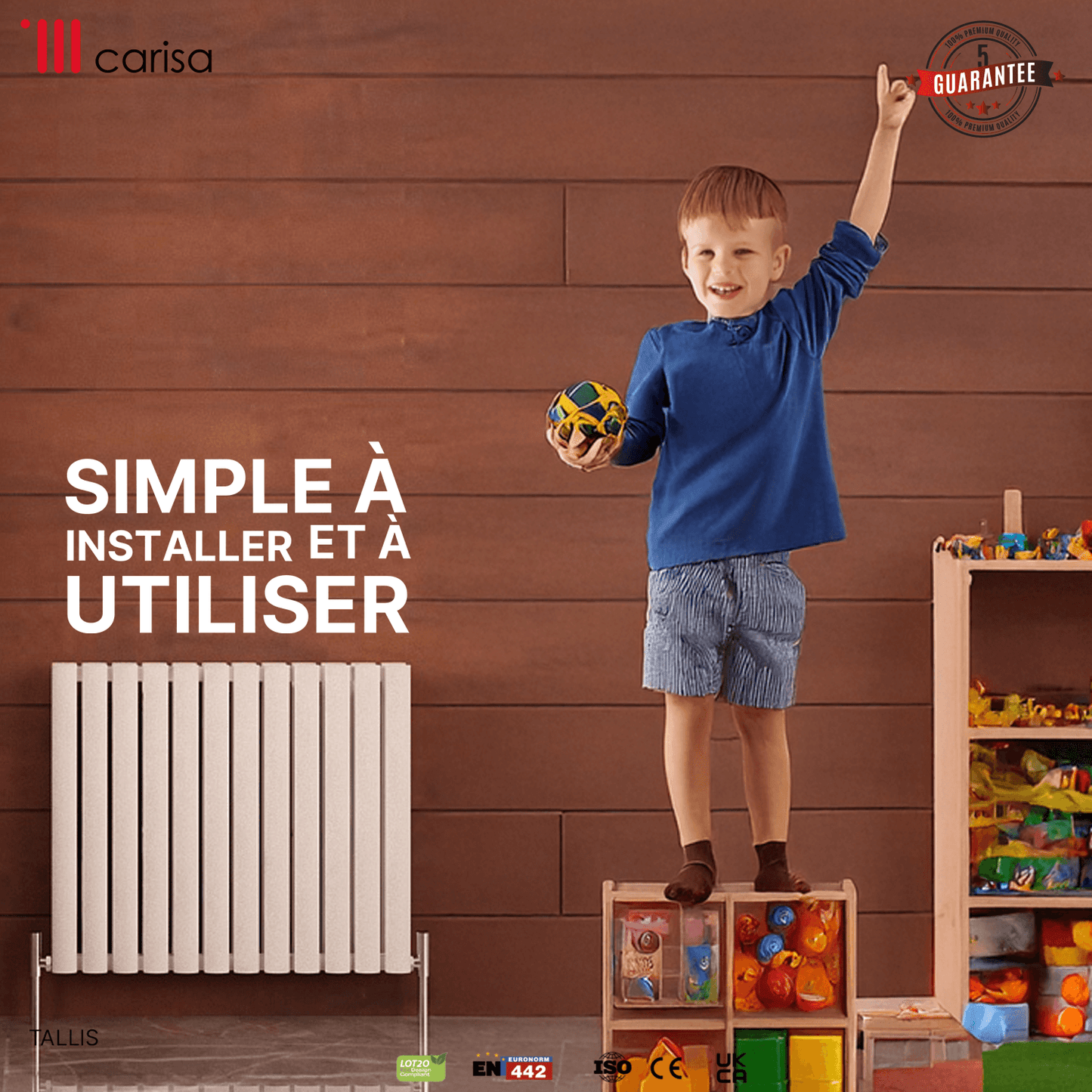 Carisa Tallis Horizontaler Aluminium-Heizkörper, modernes Design, Weiß