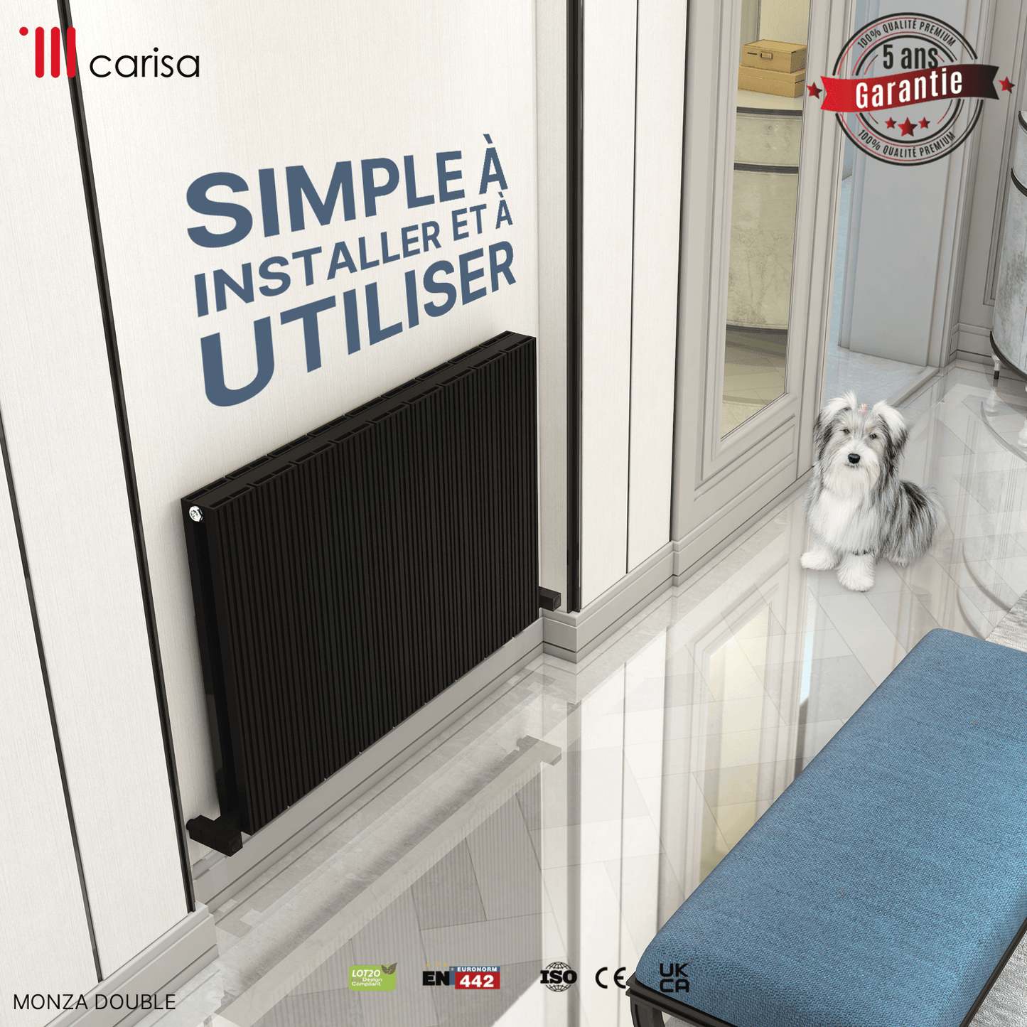 Carisa Monza Horizontaler Aluminium-Heizkörper, modernes Design, Anthrazit