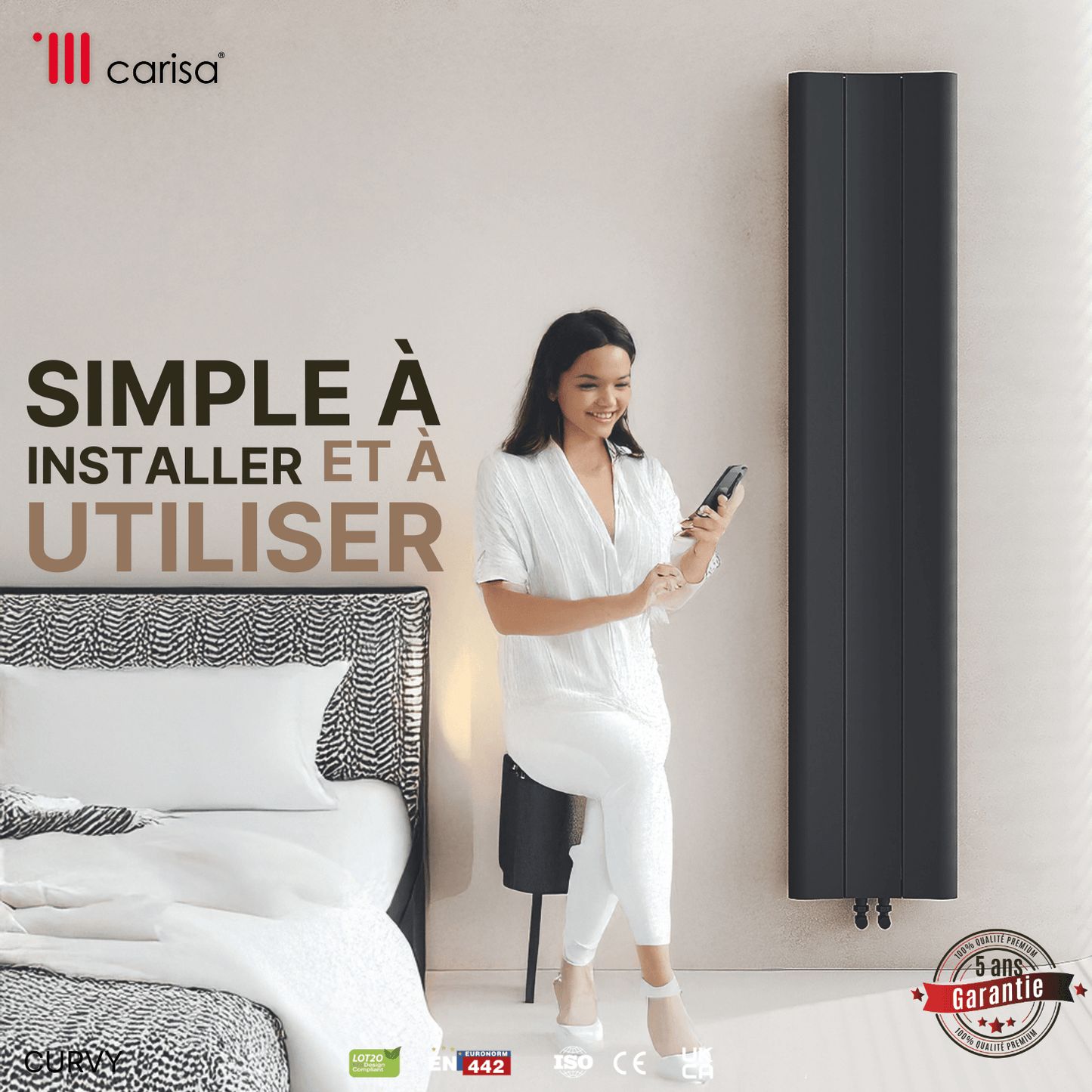 Carisa Curvy Vertikaler Aluminiumheizkörper Modernes Design Anthrazit