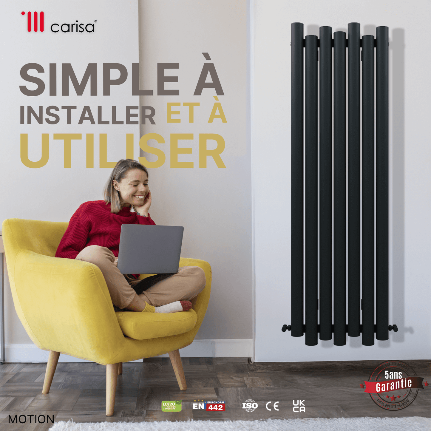 Carisa Motion Vertikaler Aluminium-Heizkörper, modernes Design, Anthrazit