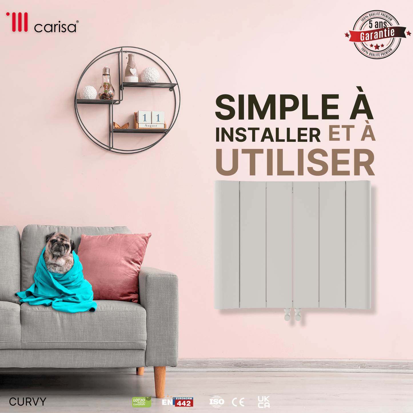 Carisa Curvy Aluminium-Heizkörper, horizontal, modernes Design, Weiß