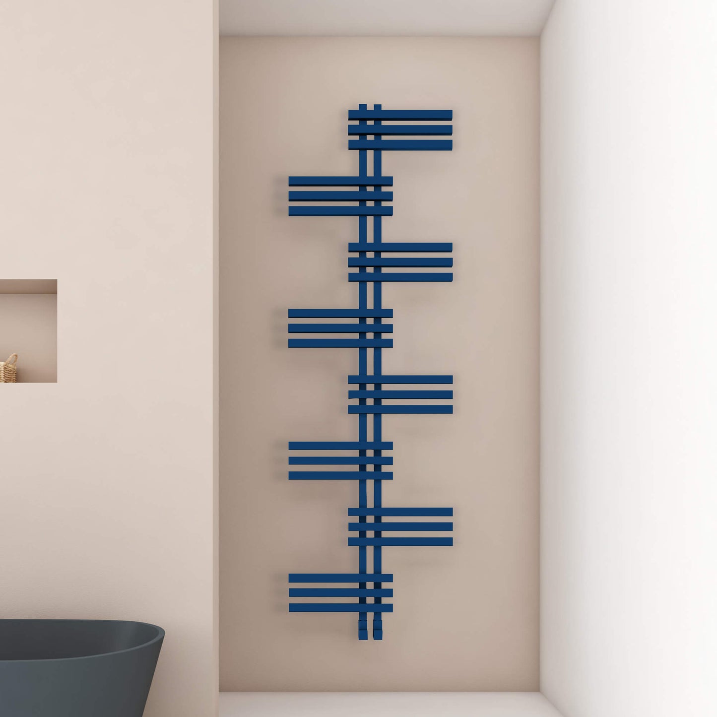 Carisa Unico Handtuchwärmer aus Aluminium, modernes Design, Marineblau
