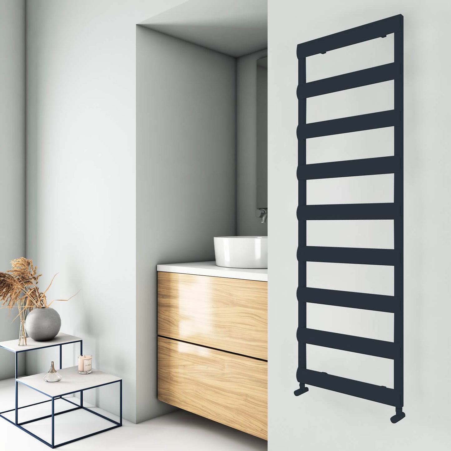 Carisa Alya Bad-Handtuchwärmer aus Aluminium, modernes Design, Anthrazit