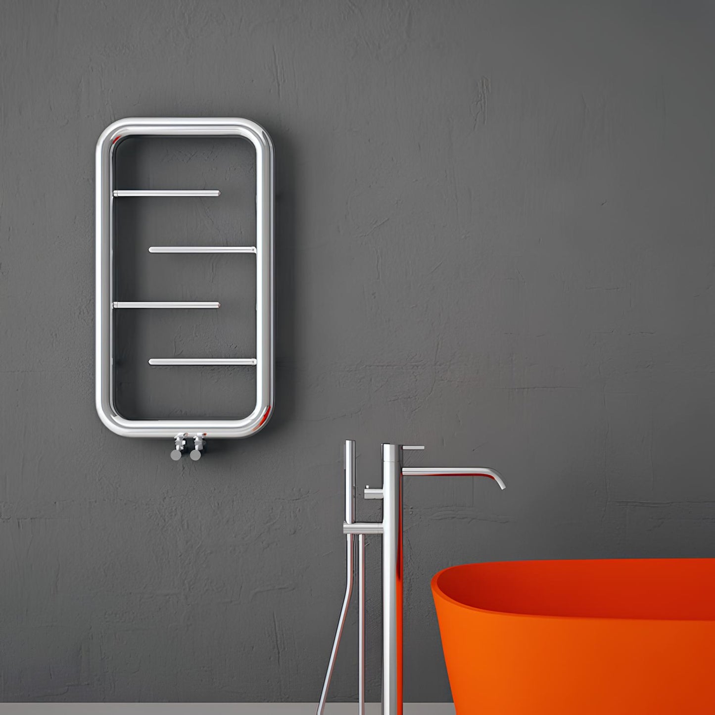 Carisa Aren Handtuchwärmer aus Edelstahl, modernes Design, hochglanzpoliert