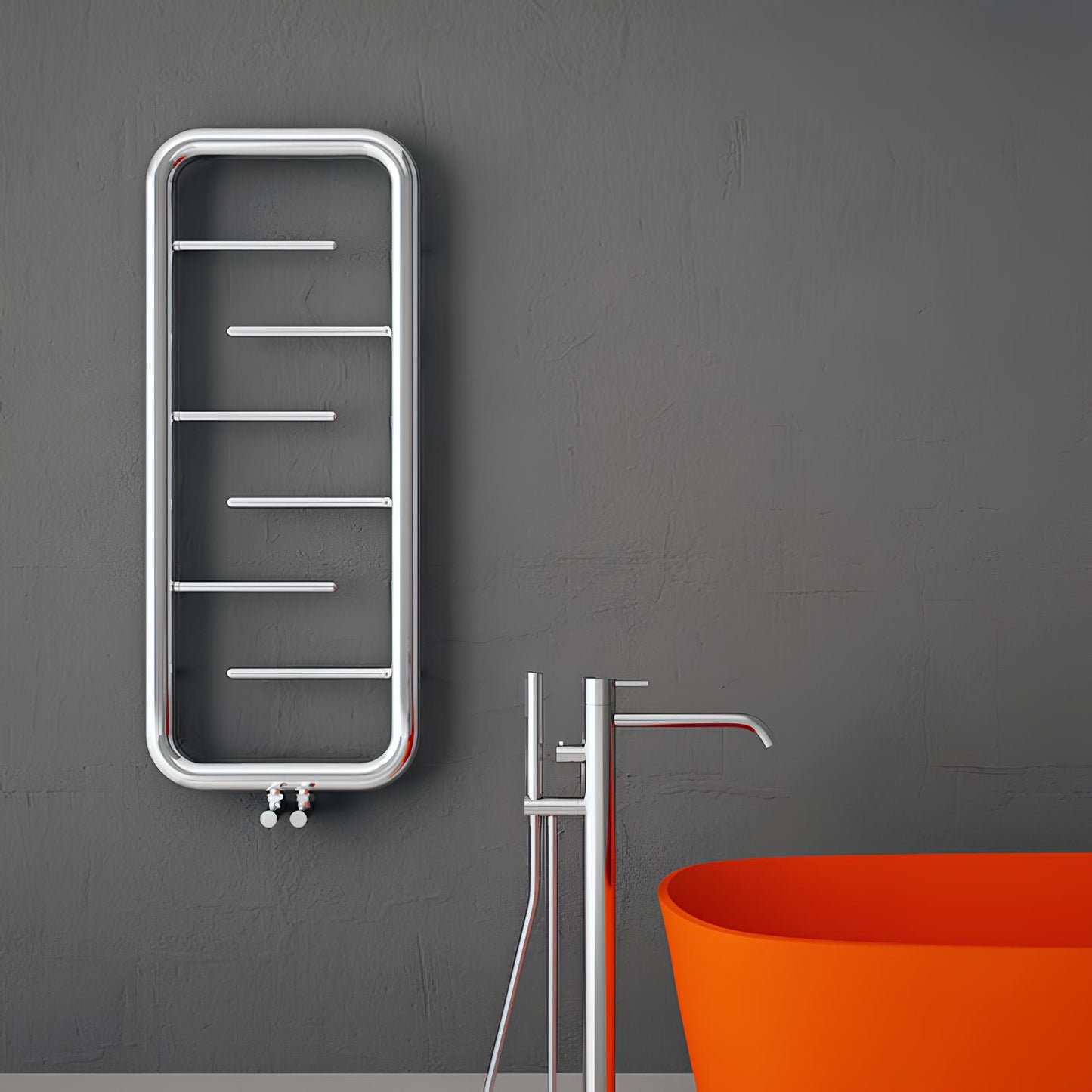 Carisa Aren Handtuchwärmer aus Edelstahl, modernes Design, hochglanzpoliert