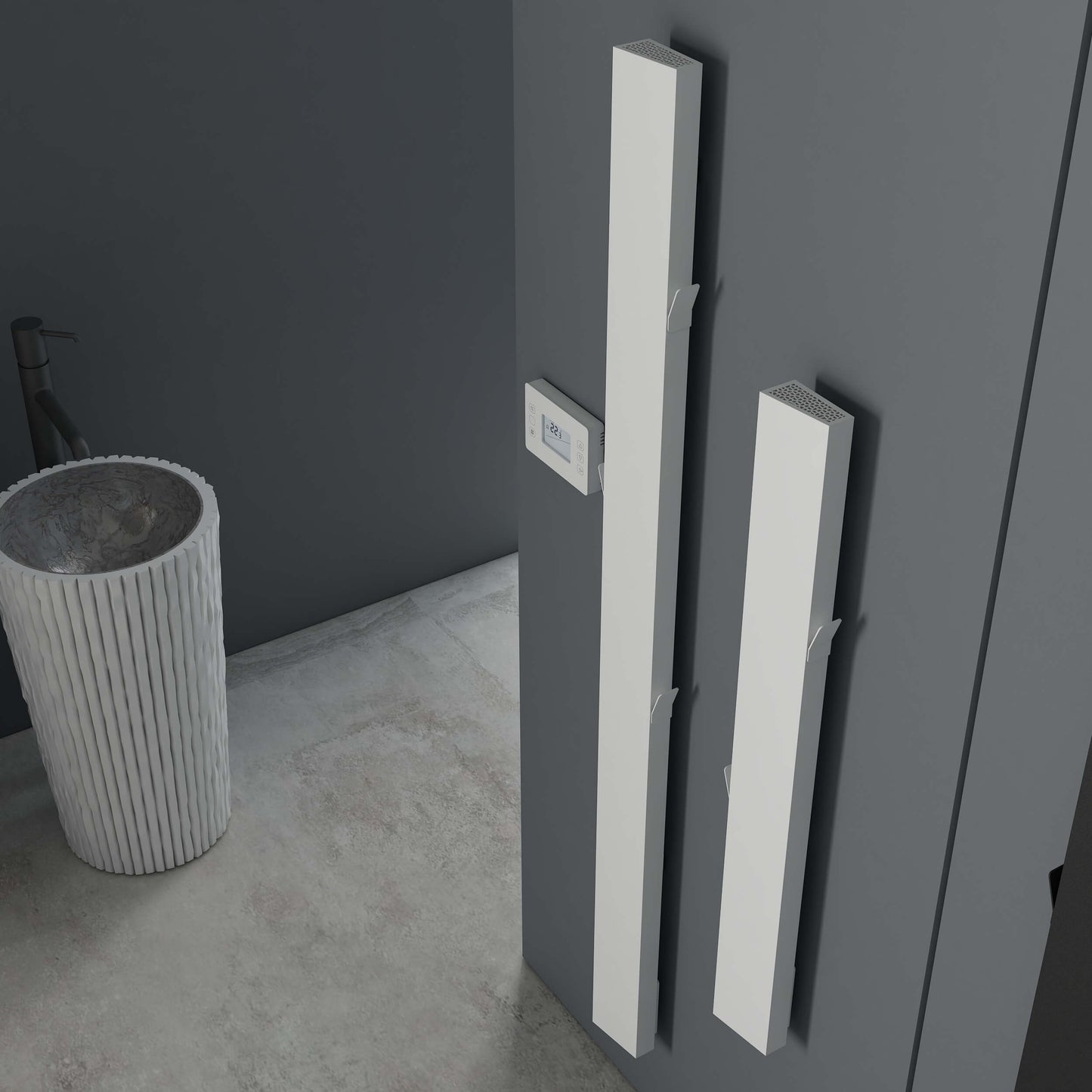 Carisa Boreas Notus S Vertikaler elektrischer Heizkörper, modernes Design, Weiß