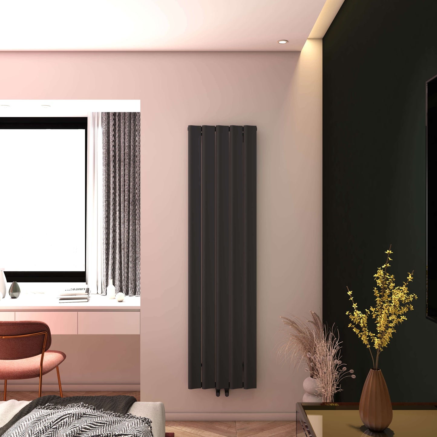 Carisa Burano S Vertikaler Aluminium-Heizkörper, modernes Design, Anthrazit