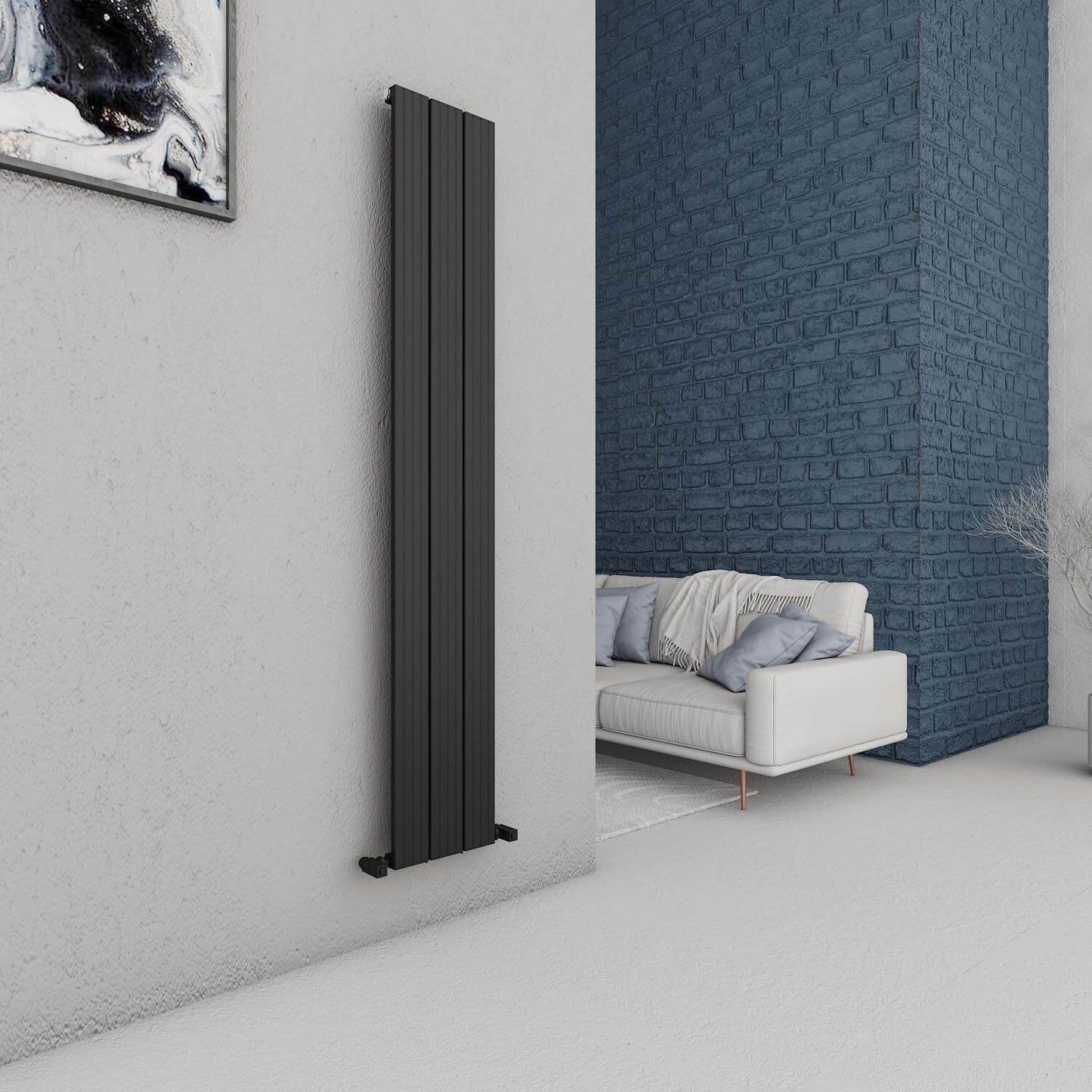 Carisa Chambord Vertikaler Aluminium-Heizkörper, modernes Design, Schwarz