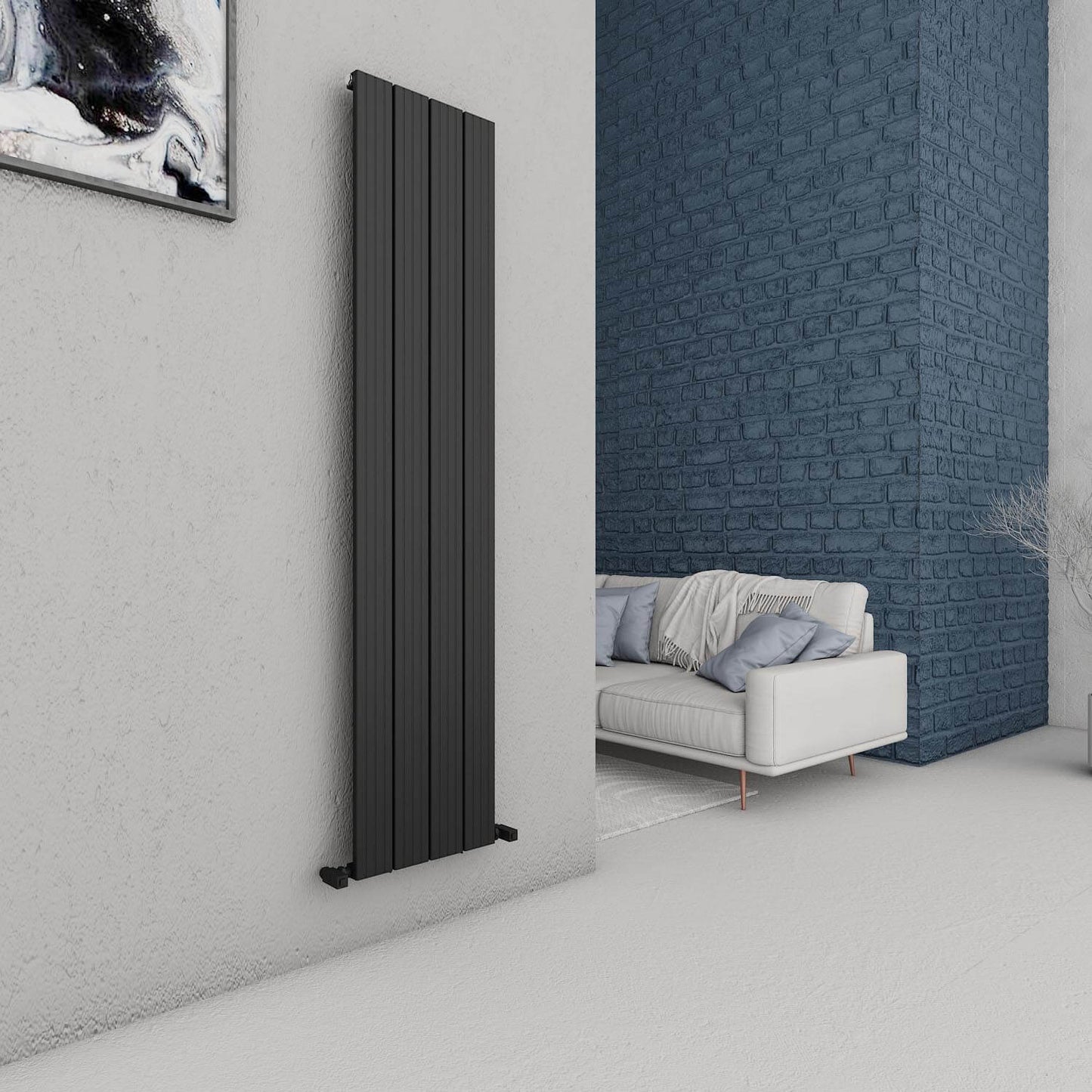 Carisa Chambord Vertikaler Aluminium-Heizkörper, modernes Design, Schwarz