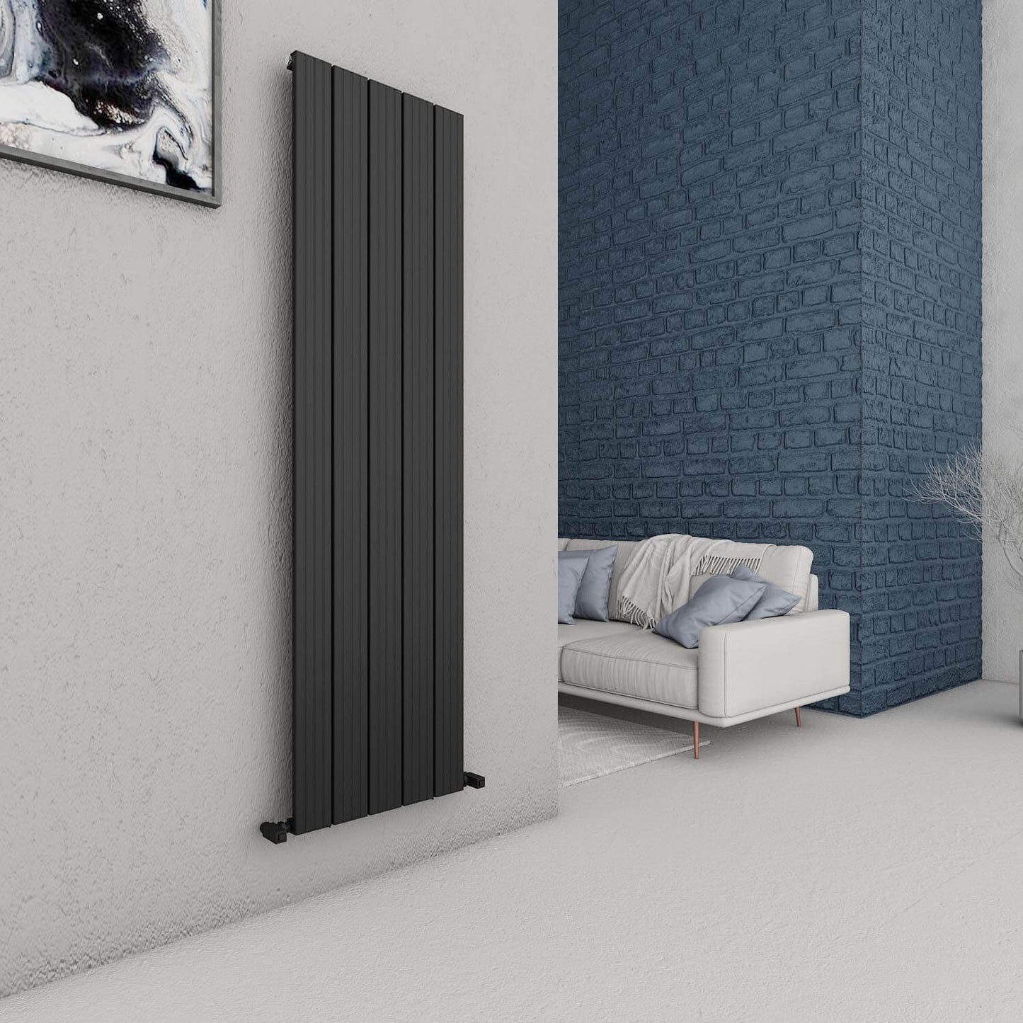 Carisa Chambord Vertikaler Aluminium-Heizkörper, modernes Design, Schwarz