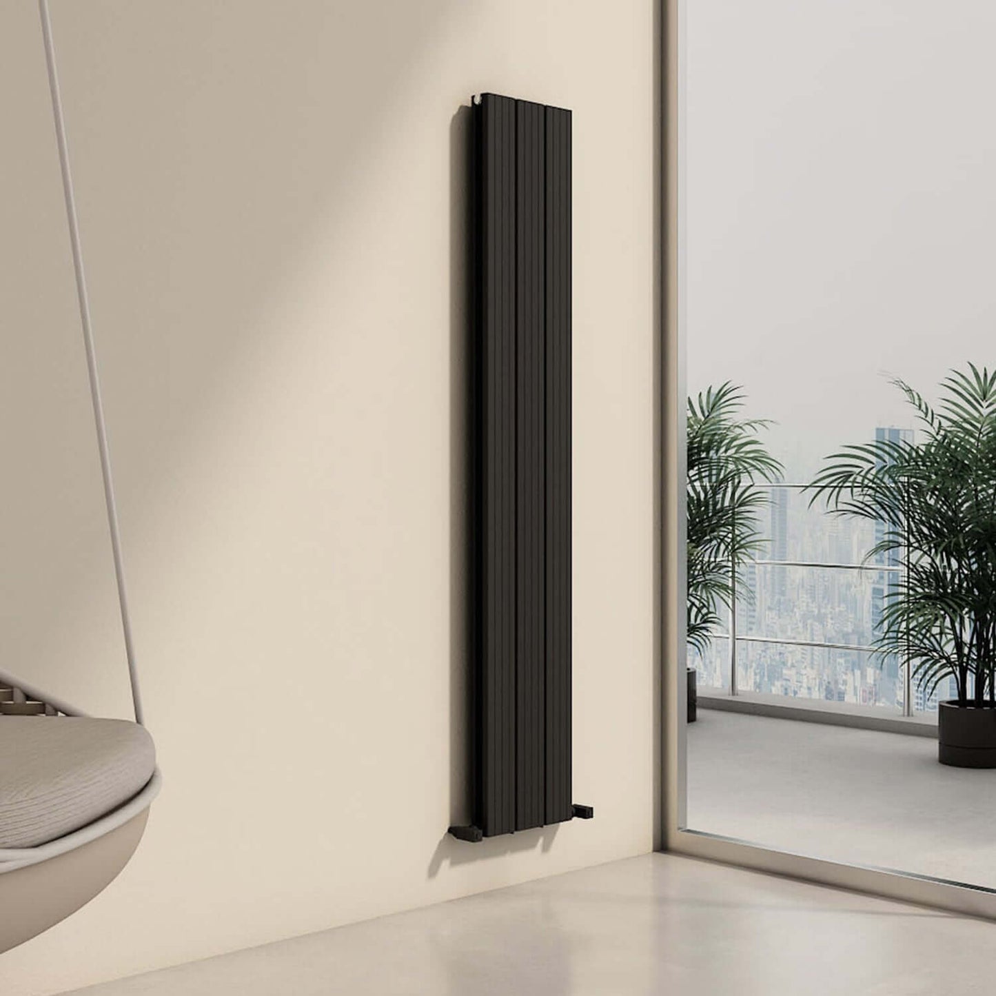 Carisa Chambord Vertikaler Aluminium-Heizkörper, modernes Design, Schwarz