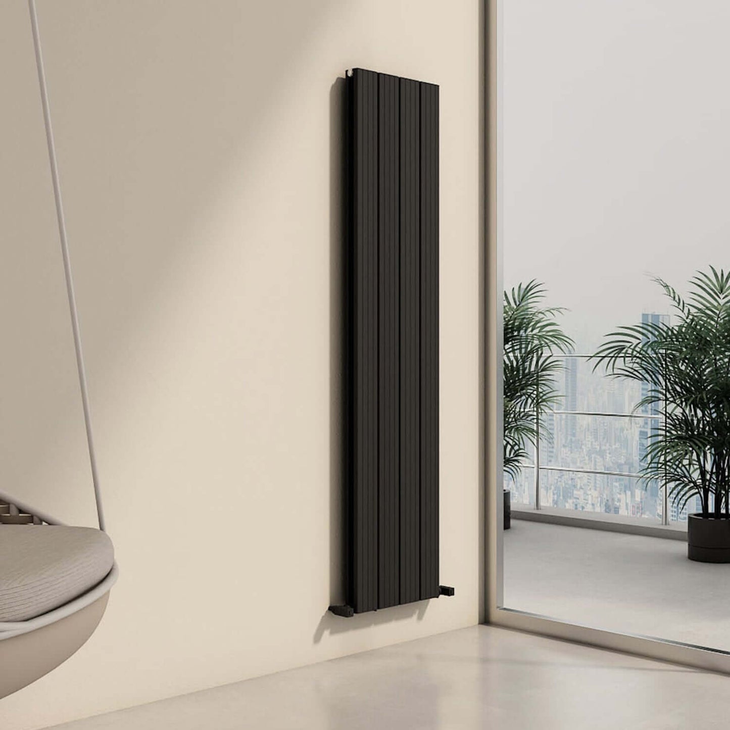 Carisa Chambord Vertikaler Aluminium-Heizkörper, modernes Design, Schwarz