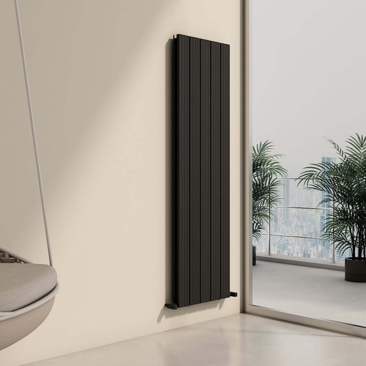 Carisa Chambord Vertikaler Aluminium-Heizkörper, modernes Design, Schwarz