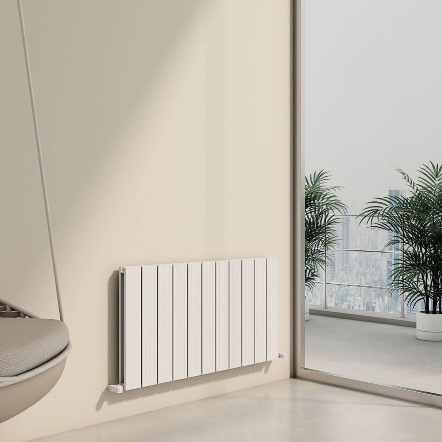 Carisa Chambord Horizontaler Aluminium-Heizkörper, modernes Design, Weiß