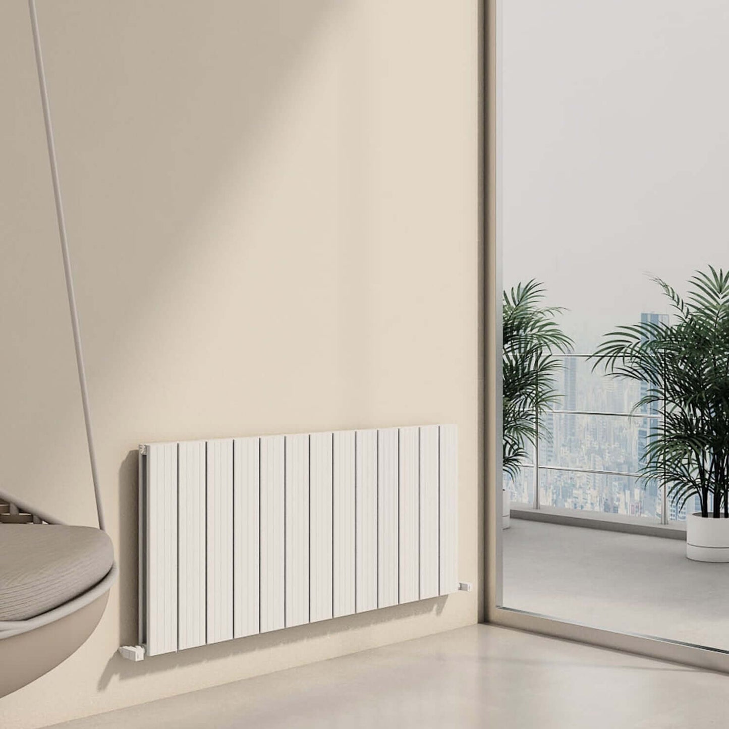 Carisa Chambord Horizontaler Aluminium-Heizkörper, modernes Design, Weiß