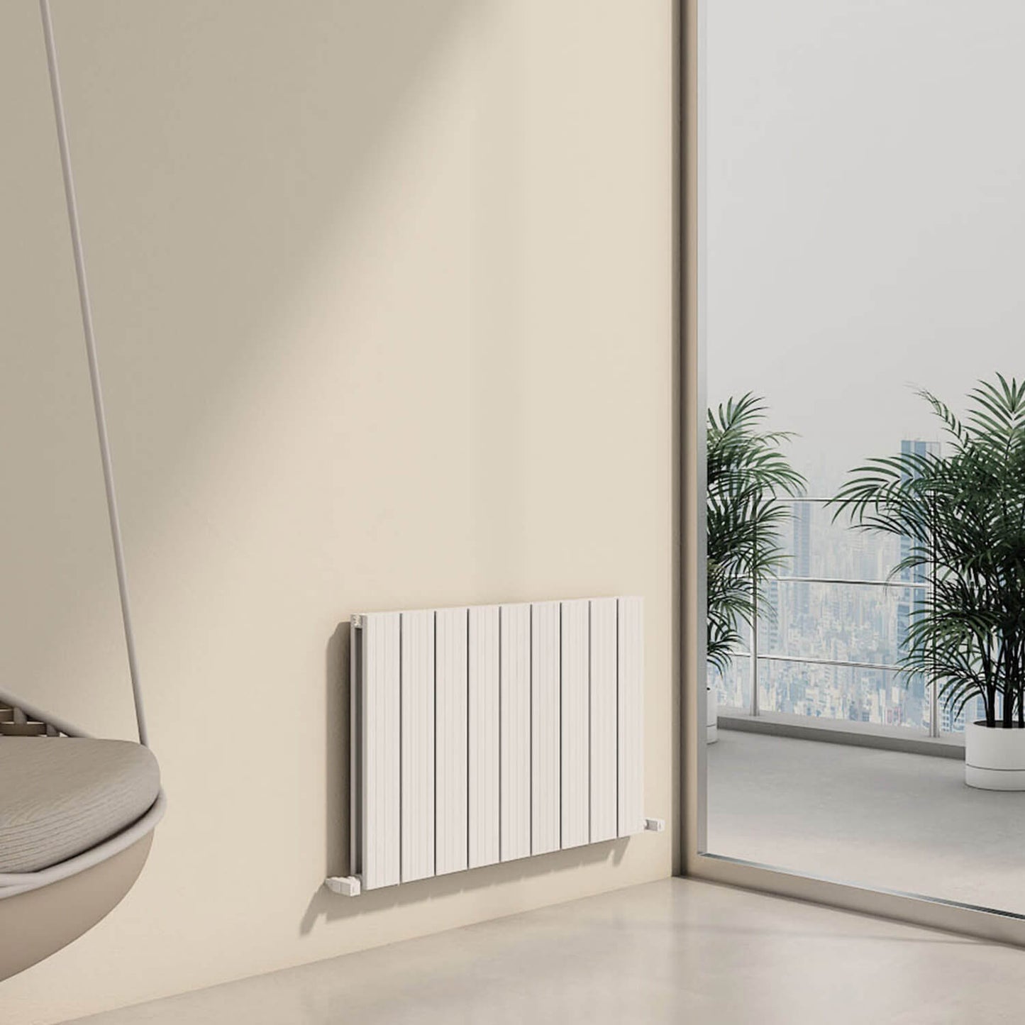 Carisa Chambord Horizontaler Aluminium-Heizkörper, modernes Design, Weiß
