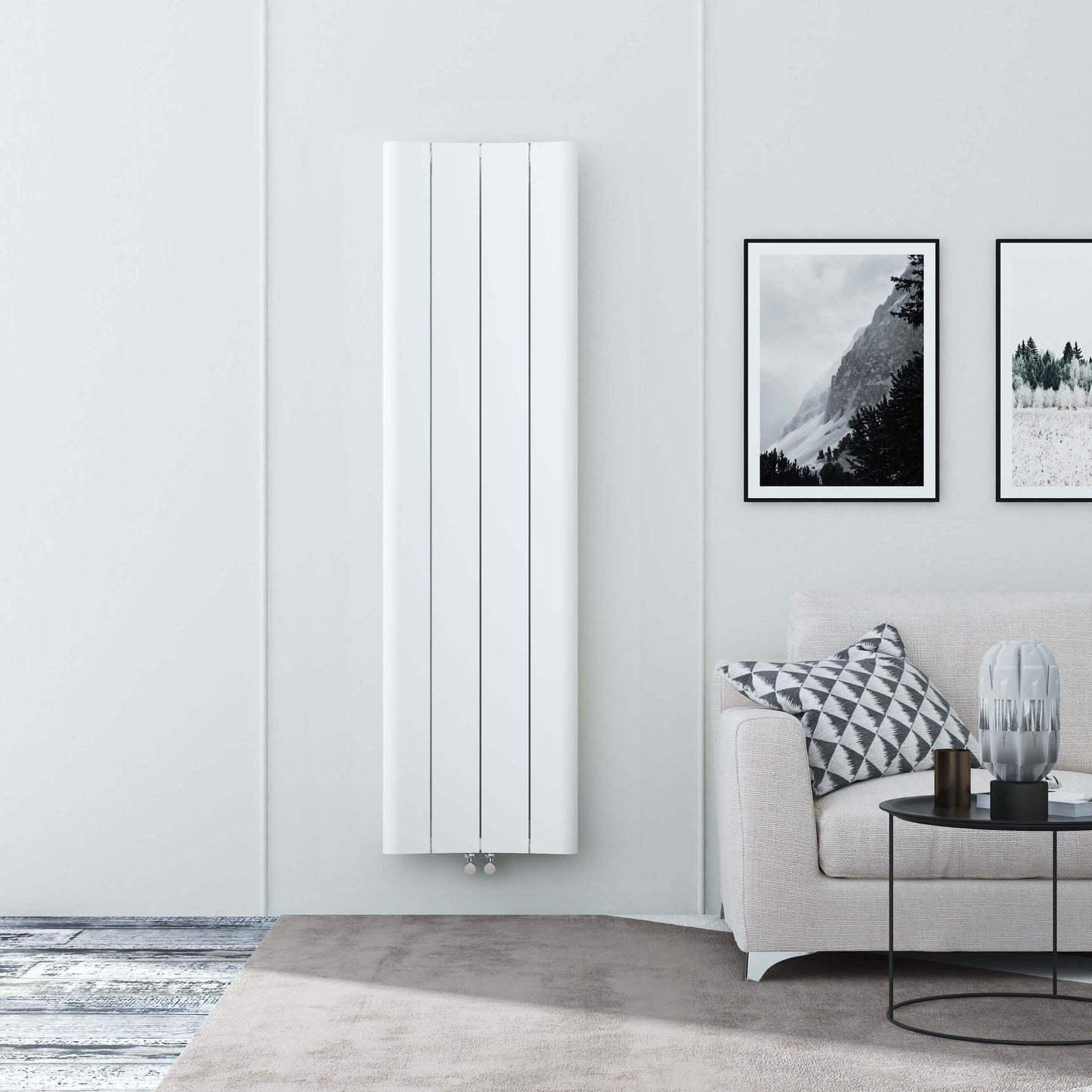 Carisa Curvy Vertikaler Aluminiumheizkörper Modernes Design Weiß