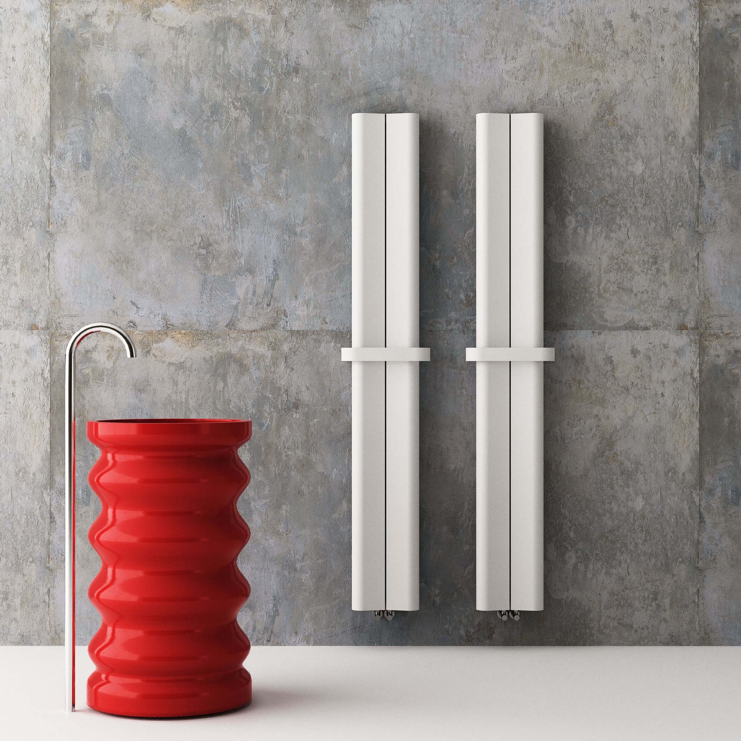 Carisa Curvy Bad-Handtuchwärmer aus Aluminium, modernes Design, Weiß