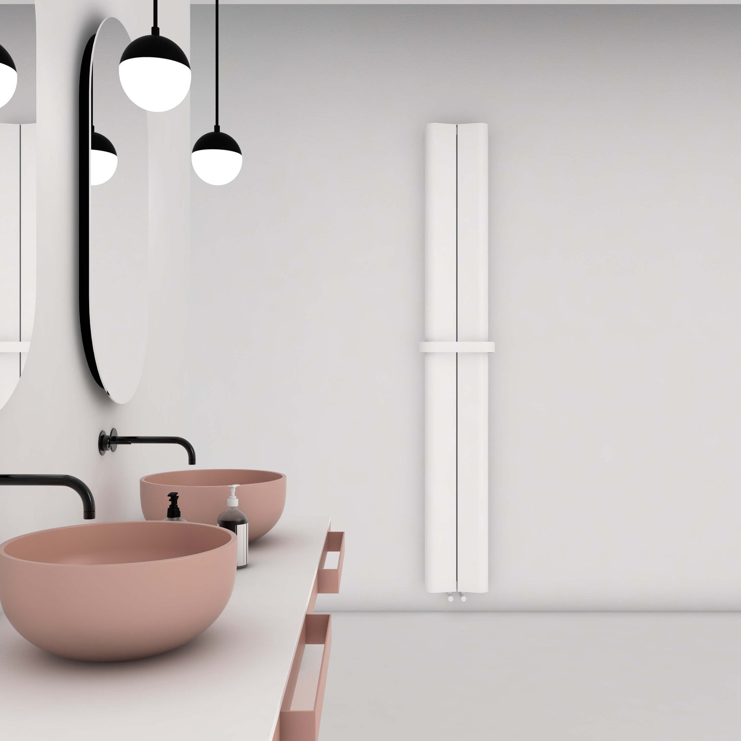 Carisa Curvy Bad-Handtuchwärmer aus Aluminium, modernes Design, Weiß