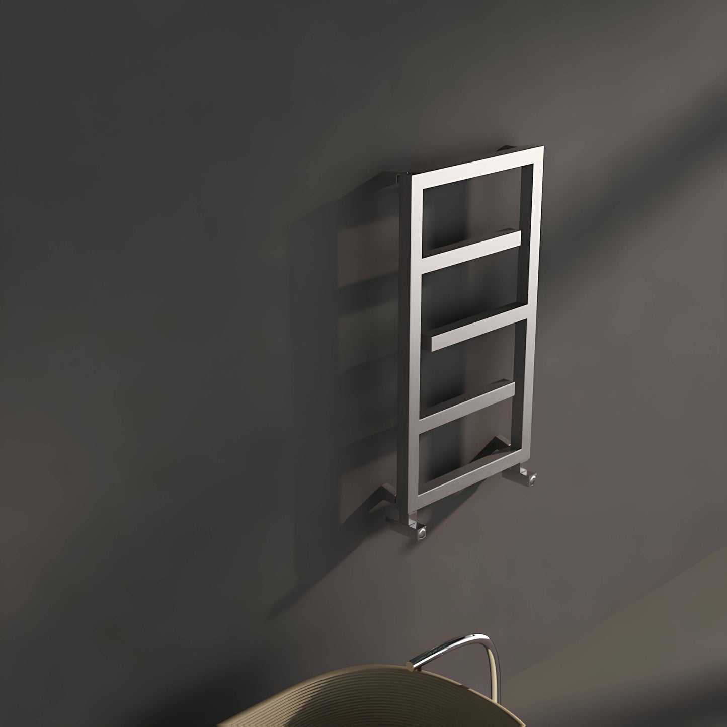 Carisa Eclipse Handtuchwärmer aus Edelstahl, modernes Design, satiniert