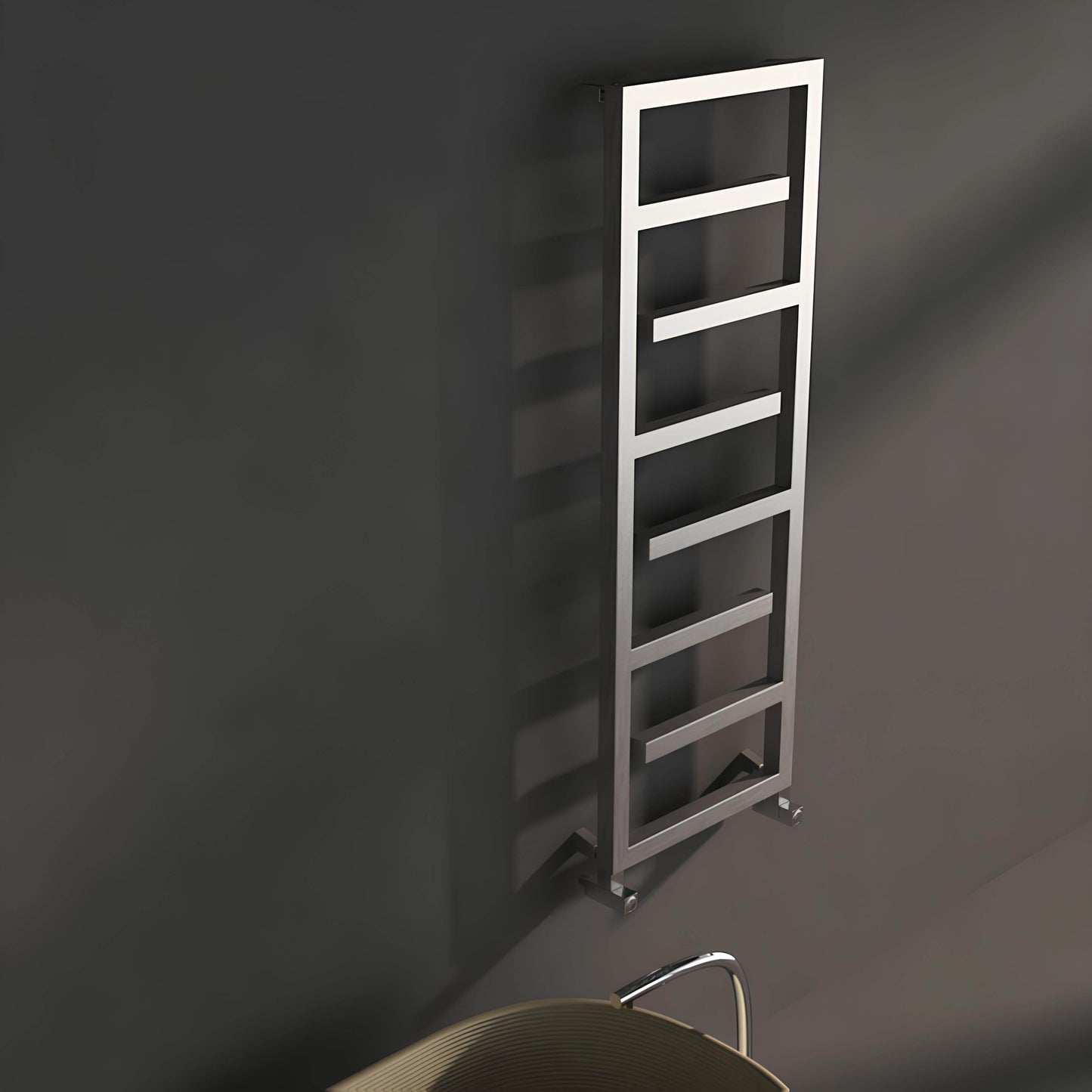 Carisa Eclipse Handtuchwärmer aus Edelstahl, modernes Design, satiniert