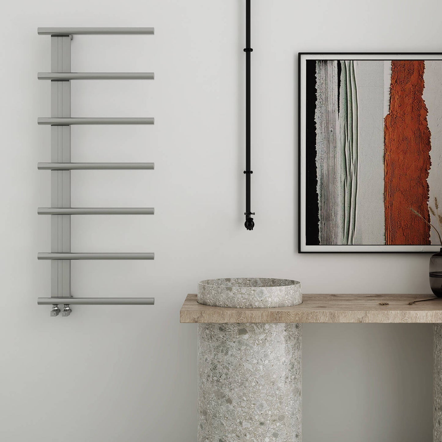 Carisa Elegans Handtuchwärmer aus Edelstahl, modernes Design, hochglanzpoliert