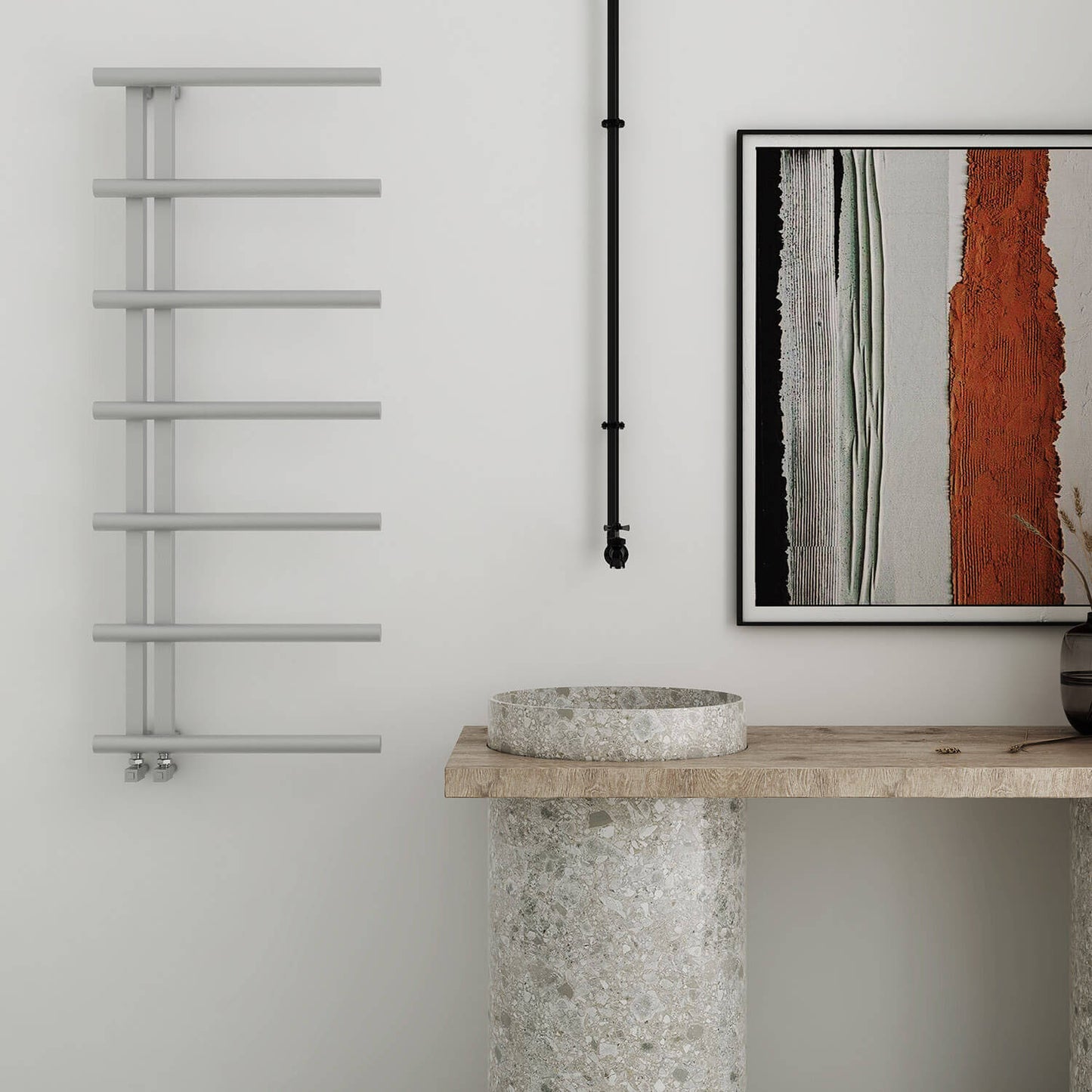 Carisa Elegans Handtuchwärmer aus Edelstahl, modernes Design, satiniert