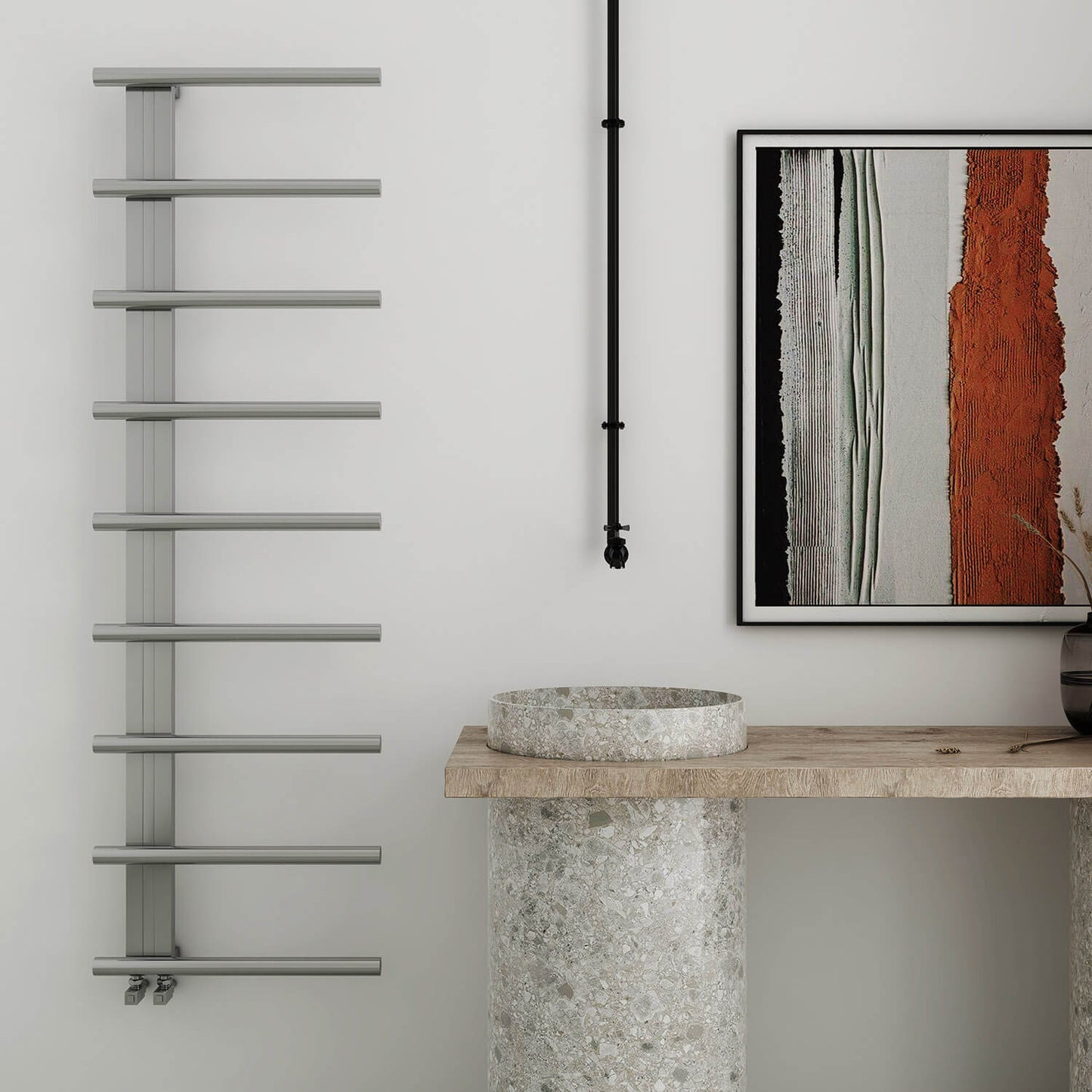 Carisa Elegans Handtuchwärmer aus Edelstahl, modernes Design, hochglanzpoliert