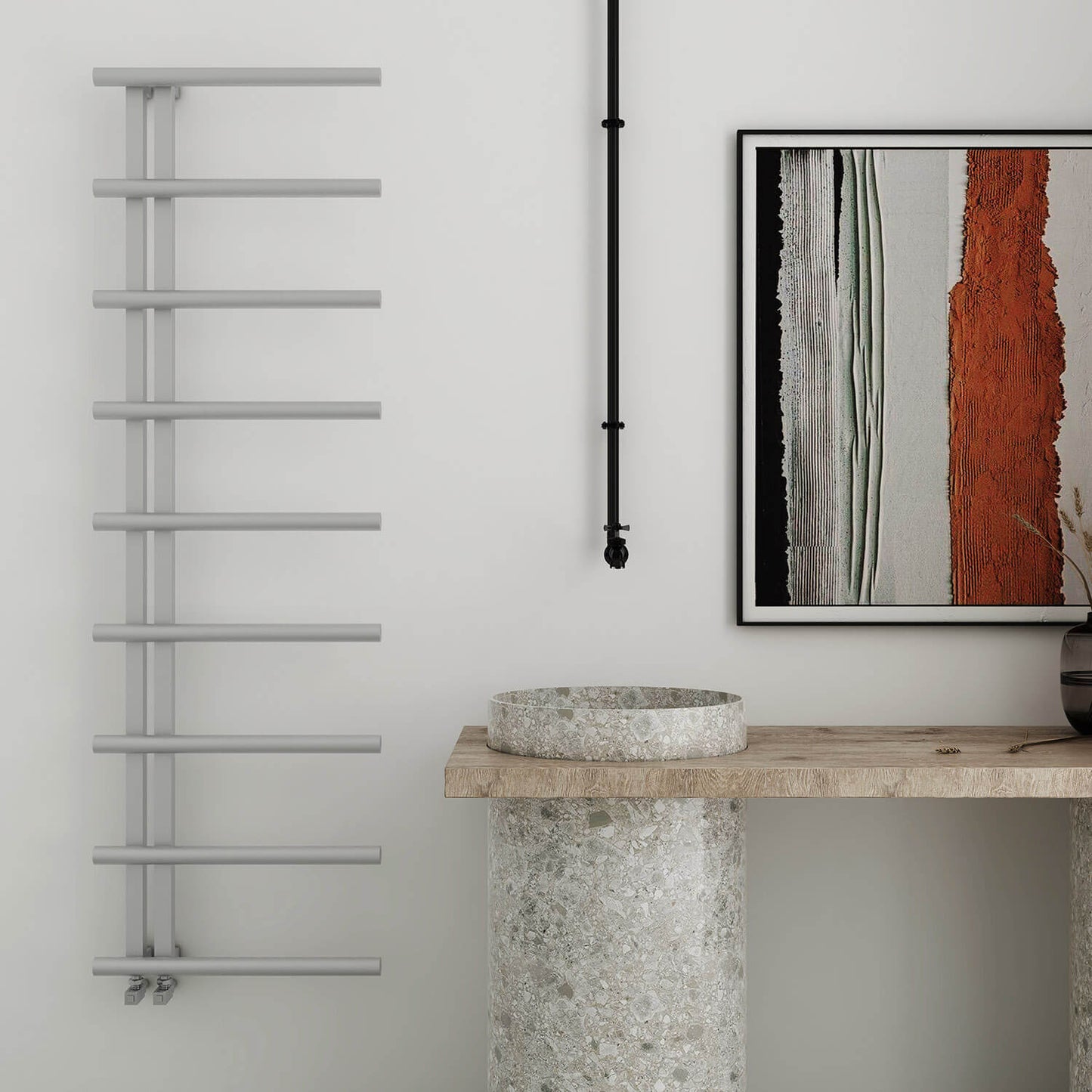 Carisa Elegans Handtuchwärmer aus Edelstahl, modernes Design, satiniert