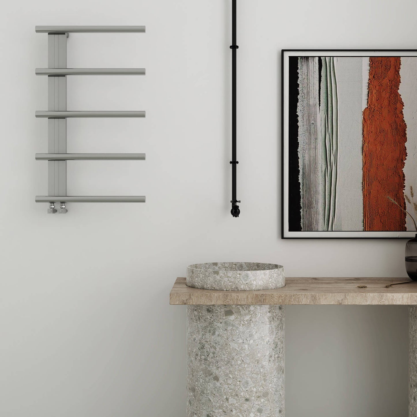 Carisa Elegans Handtuchwärmer aus Edelstahl, modernes Design, hochglanzpoliert