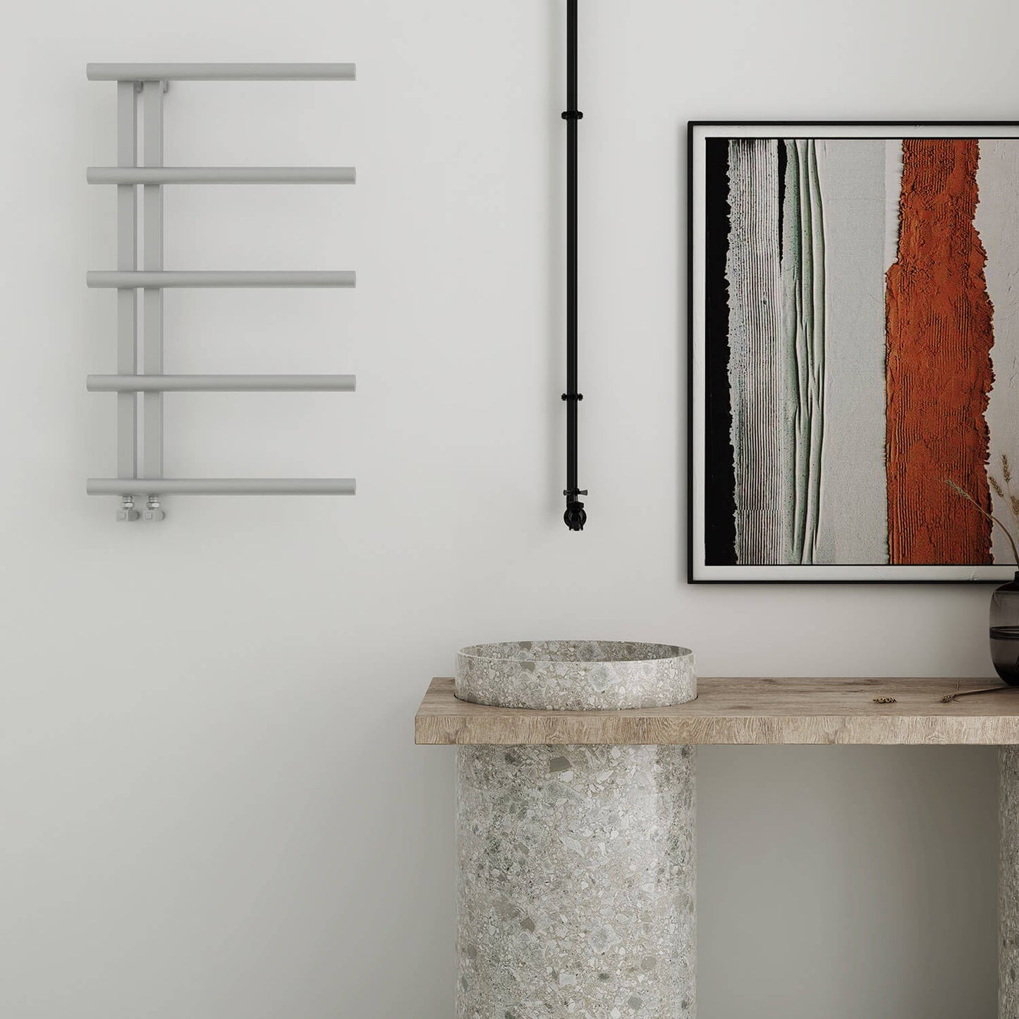 Carisa Elegans Handtuchwärmer aus Edelstahl, modernes Design, satiniert