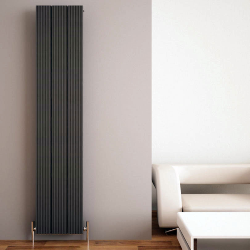 Carisa Elvino Vertikaler Aluminium-Heizkörper, modernes Design, dunkelgrau