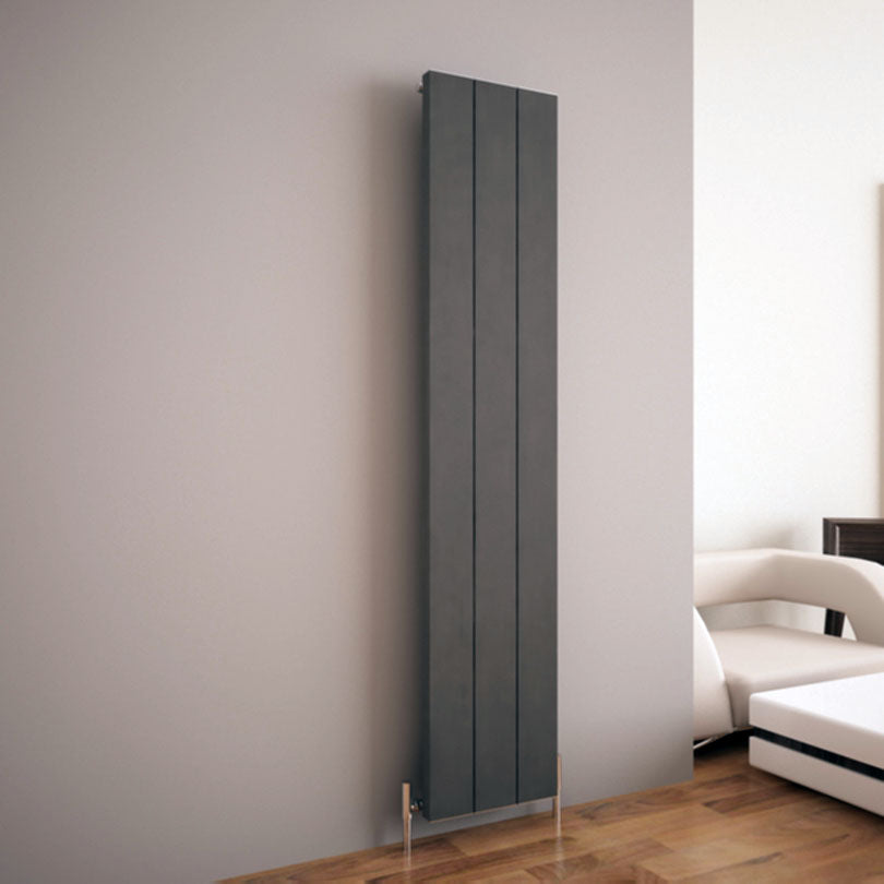 Carisa Elvino Vertikaler Aluminium-Heizkörper, modernes Design, dunkelgrau