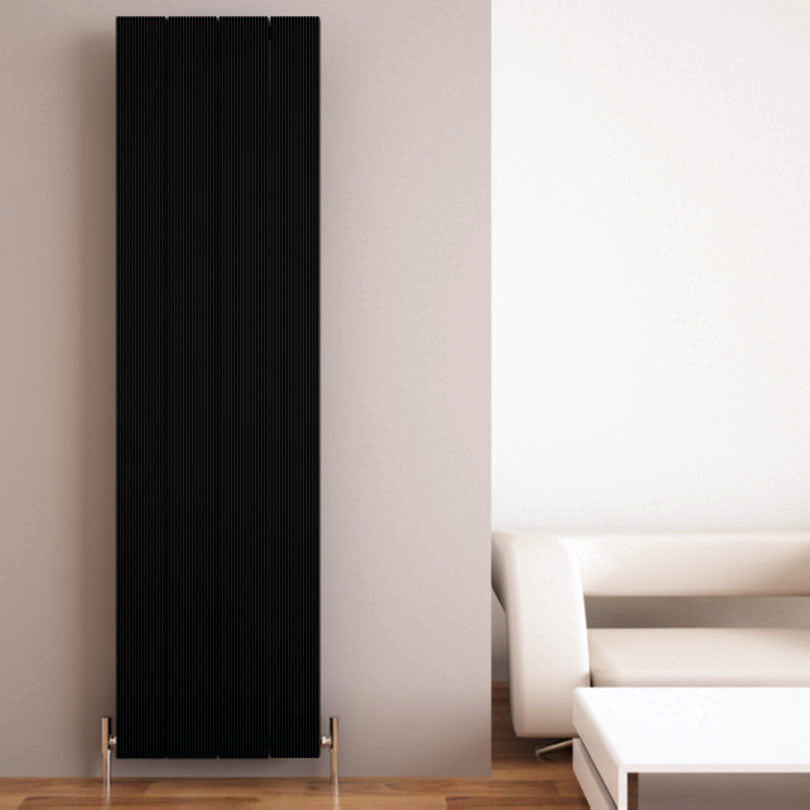 Carisa Elvino Vertikaler Aluminium-Heizkörper, modernes Design, Schwarz