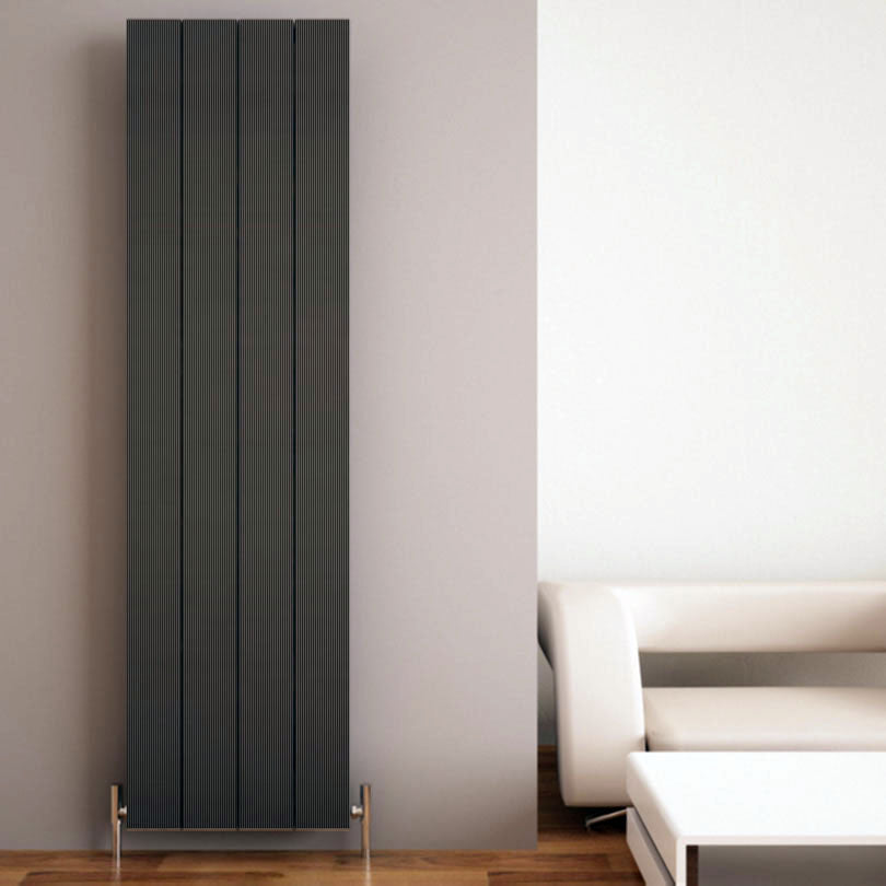 Carisa Elvino Vertikaler Aluminium-Heizkörper, modernes Design, dunkelgrau
