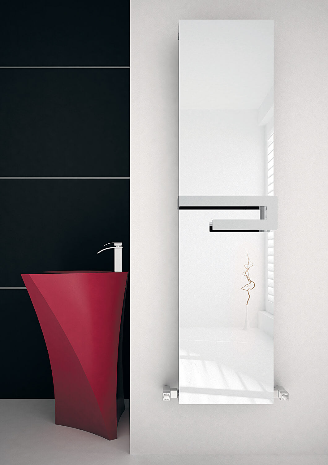 Carisa Elvino Badezimmerspiegel, Aluminium-Handtuchwärmer, modernes Design, poliert, eloxiert