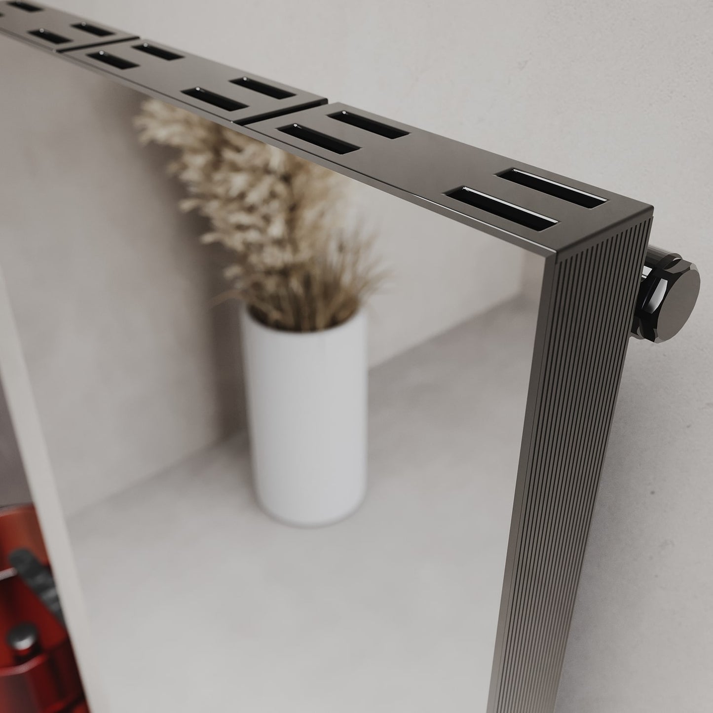 Carisa Elvino Badezimmerspiegel, Aluminium-Handtuchwärmer, modernes Design, poliert, eloxiert