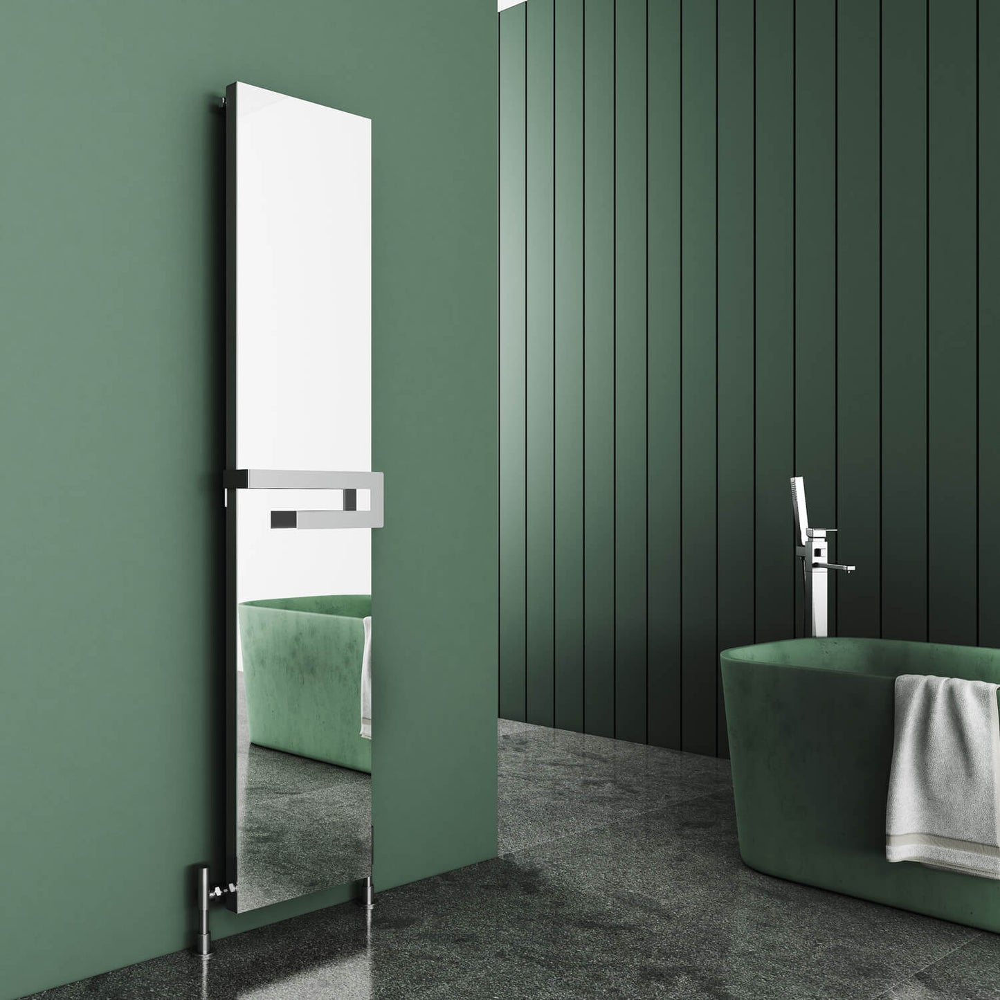 Carisa Elvino Badezimmerspiegel, Aluminium-Handtuchwärmer, modernes Design, poliert, eloxiert
