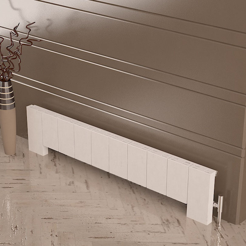 Carisa Elvino Bodenheizkörper aus Aluminium, horizontal, modernes Design, Weiß