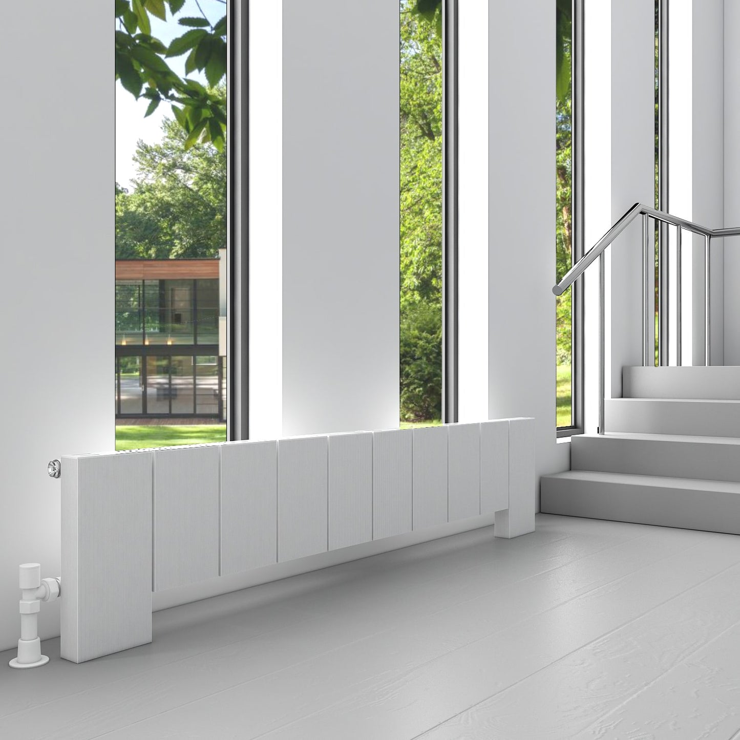 Carisa Elvino Bodenheizkörper aus Aluminium, horizontal, modernes Design, Weiß
