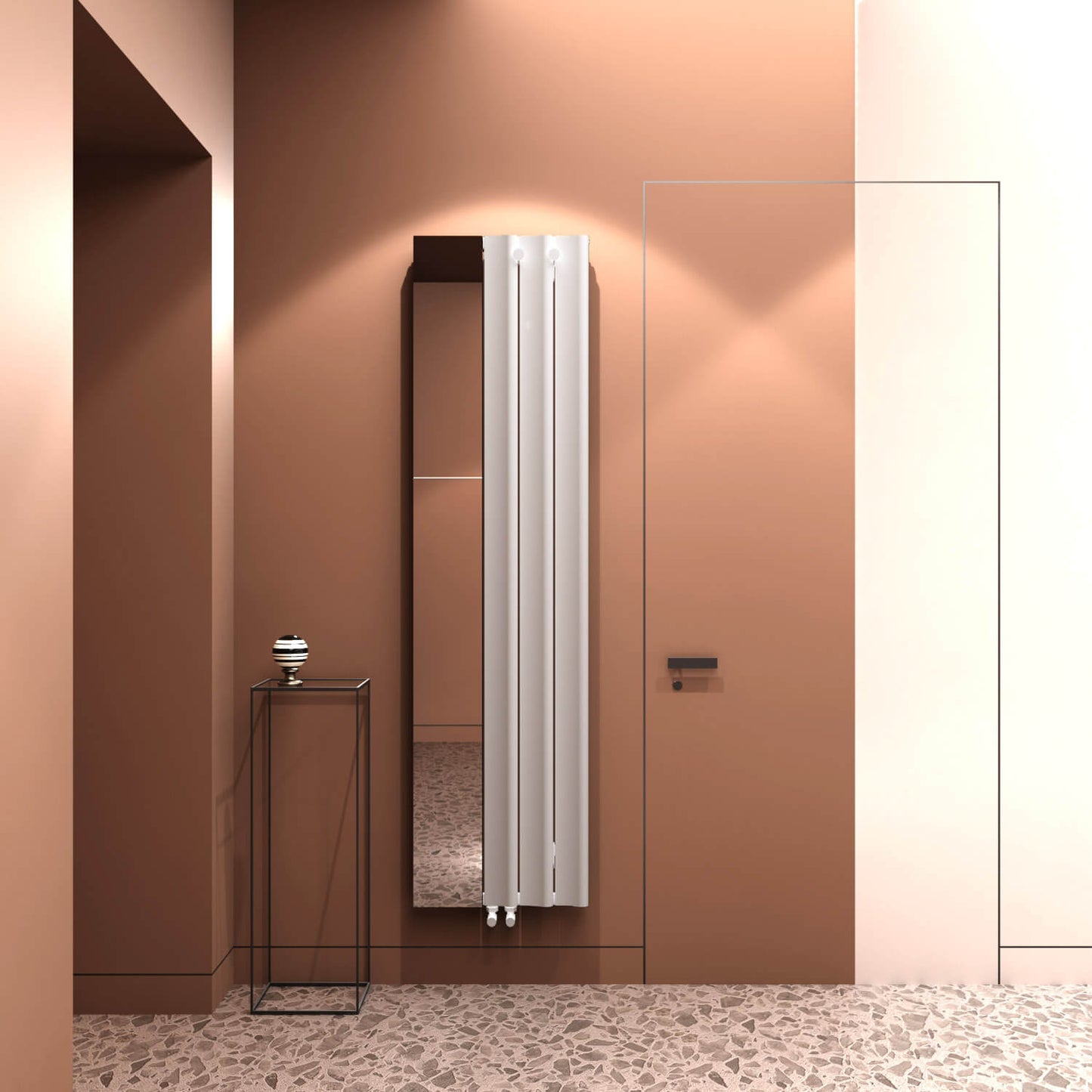 Carisa Entrance Vertikaler Aluminium-Heizkörper, modernes Design, Weiß