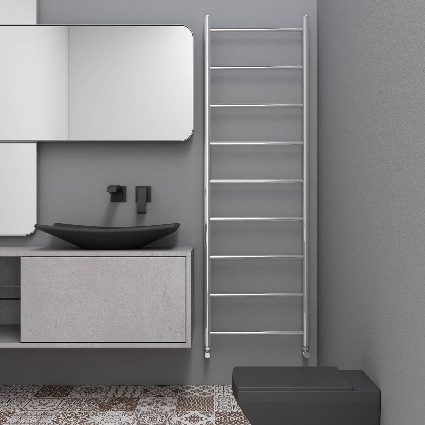 Carisa Globus Handtuchwärmer aus Edelstahl, modernes Design, hochglanzpoliert