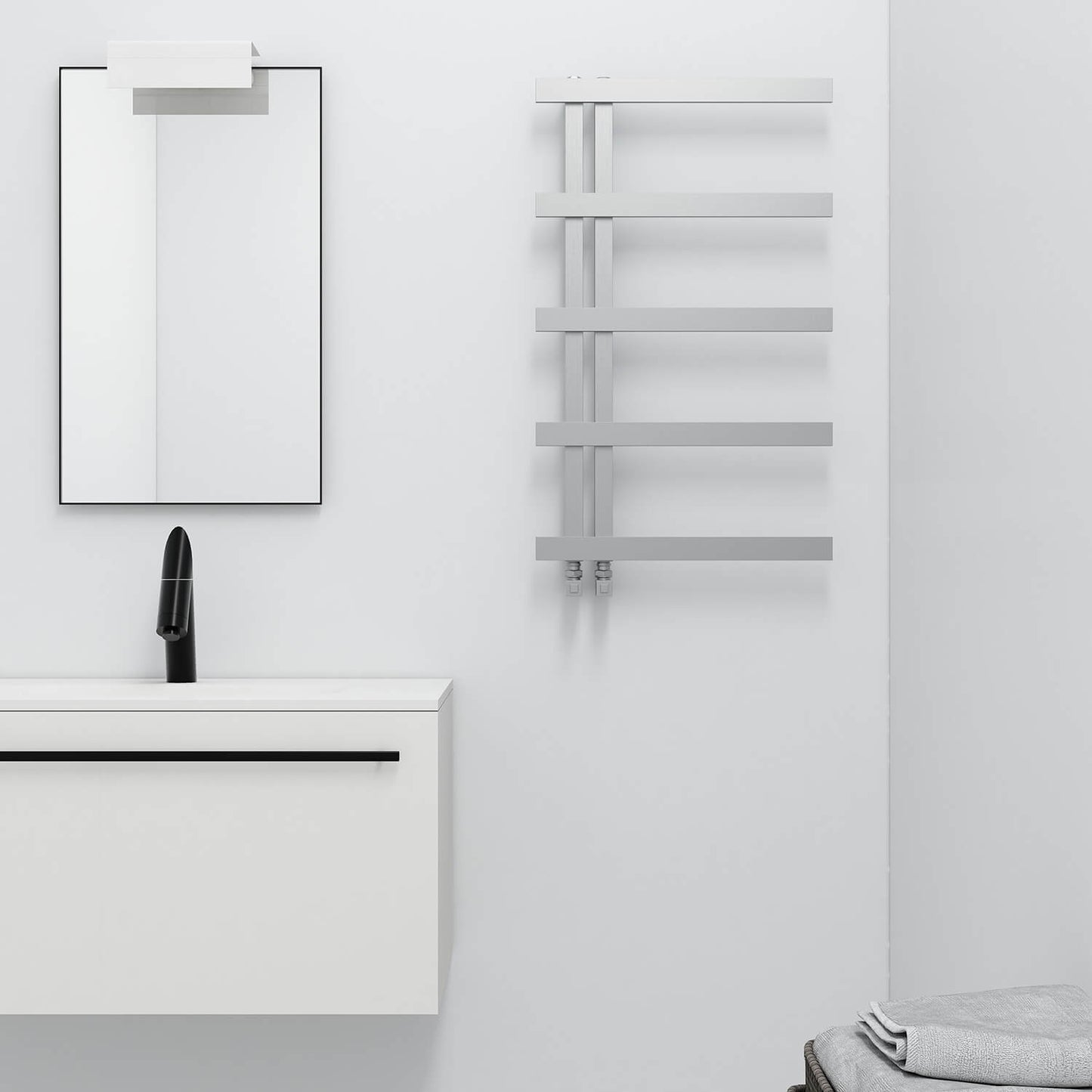 Carisa Grace Handtuchwärmer aus Edelstahl, modernes Design, seidenmatt poliert
