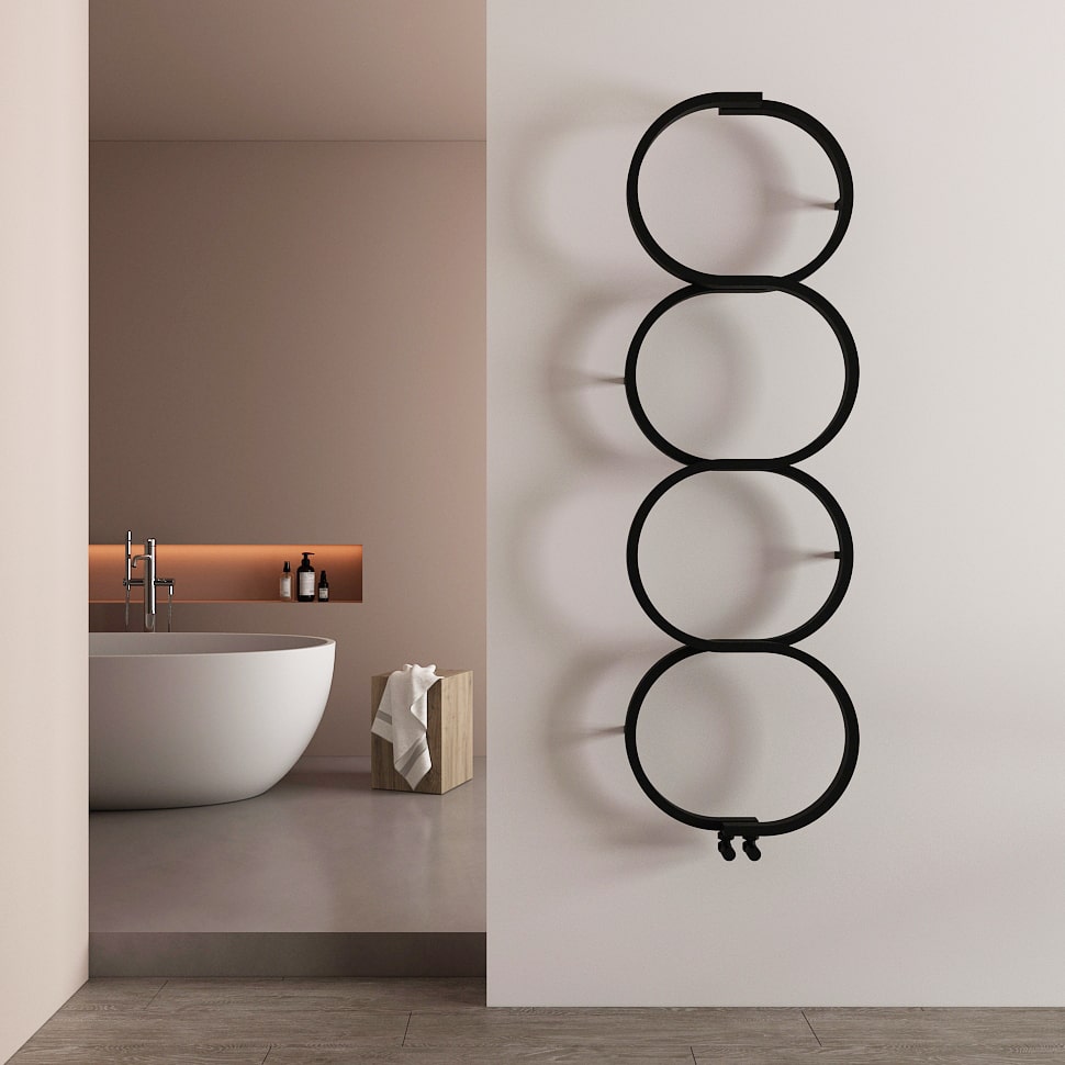Carisa Kensington Handtuchwärmer aus Edelstahl, modernes Design, Schwarz
