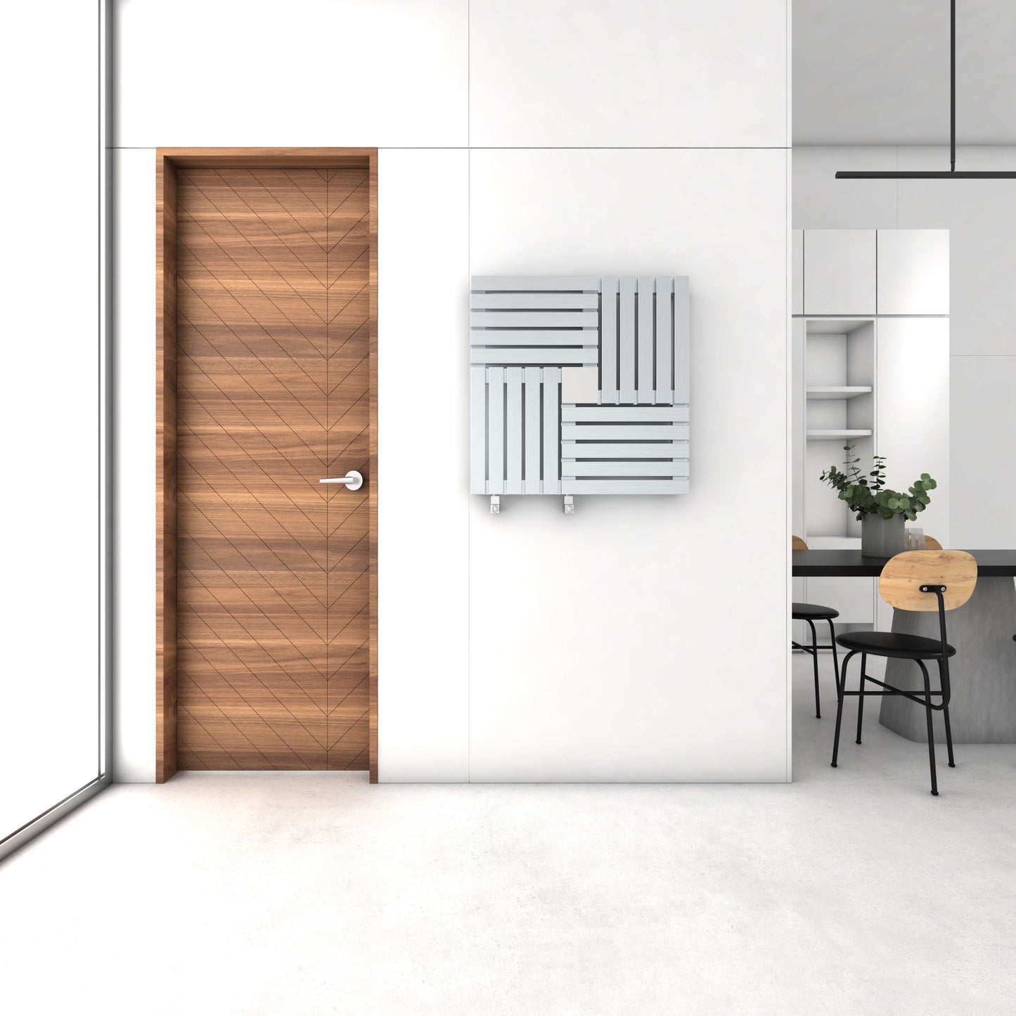 Carisa Keops Horizontaler Heizkörper aus Edelstahl, modernes Design, seidenmatt poliert